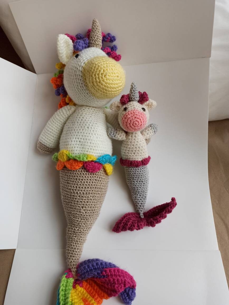 Mermacorn - Mermaid Unicorn- Small cuddly soft crochet toy, plushies, softies, plush