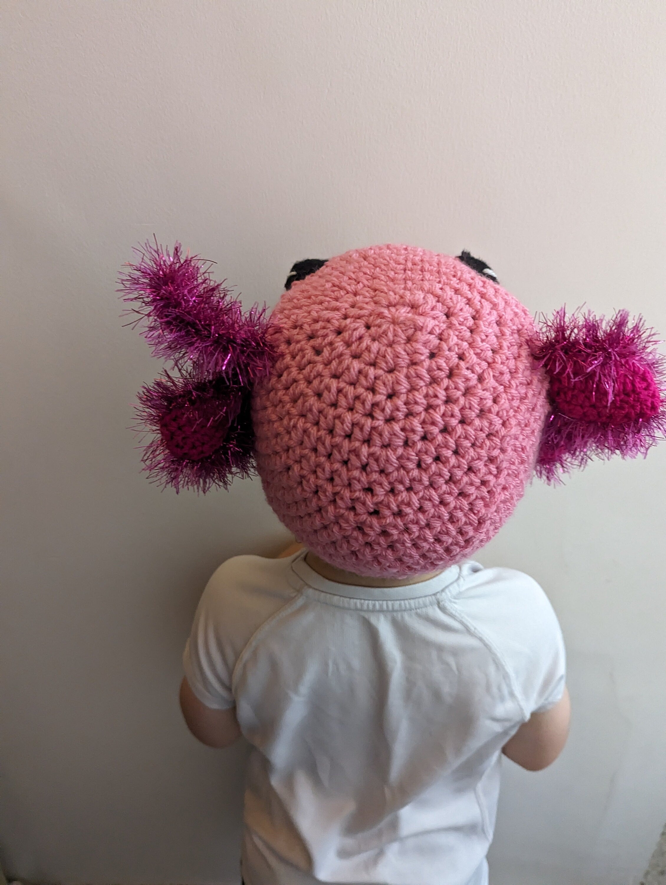 Crochet Axolotl hat, winter novelty hat, newborn, child, toddler, adult sizes