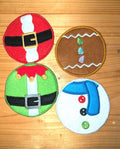 Felt Christmas Coasters: Santa, Snowman, Elf, Gingerbread - Set of 4