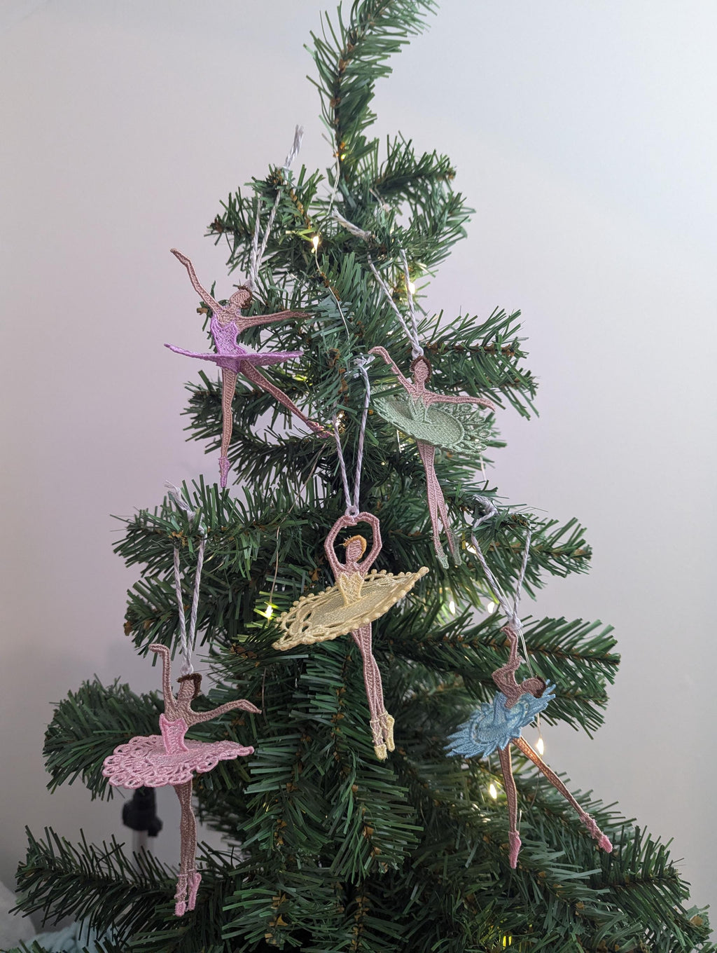 Embroidered Ballerina Ornament: Lacey Hanging Dancer Decoration