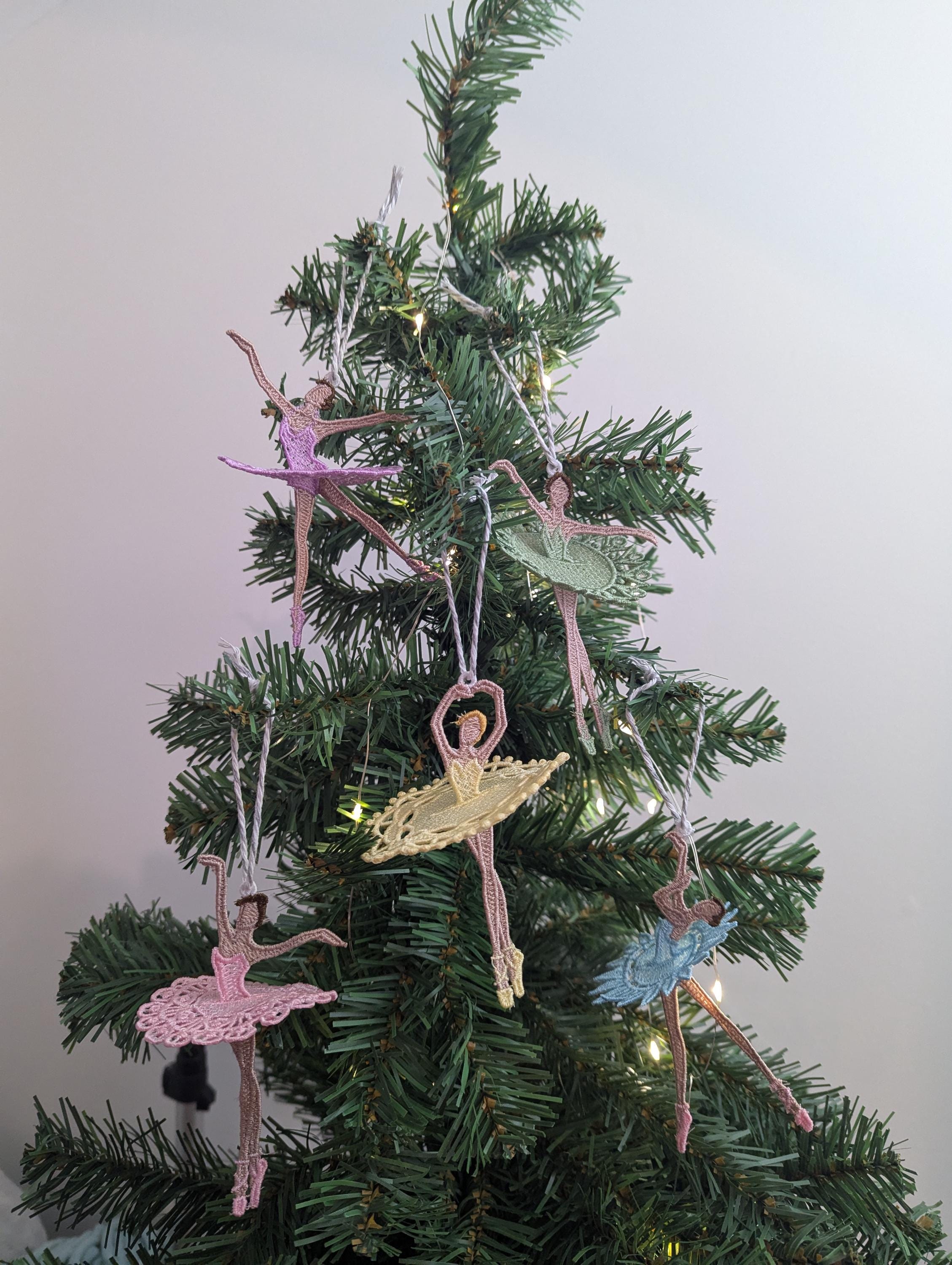 Embroidered Ballerina Ornament: Lacey Hanging Dancer Decoration