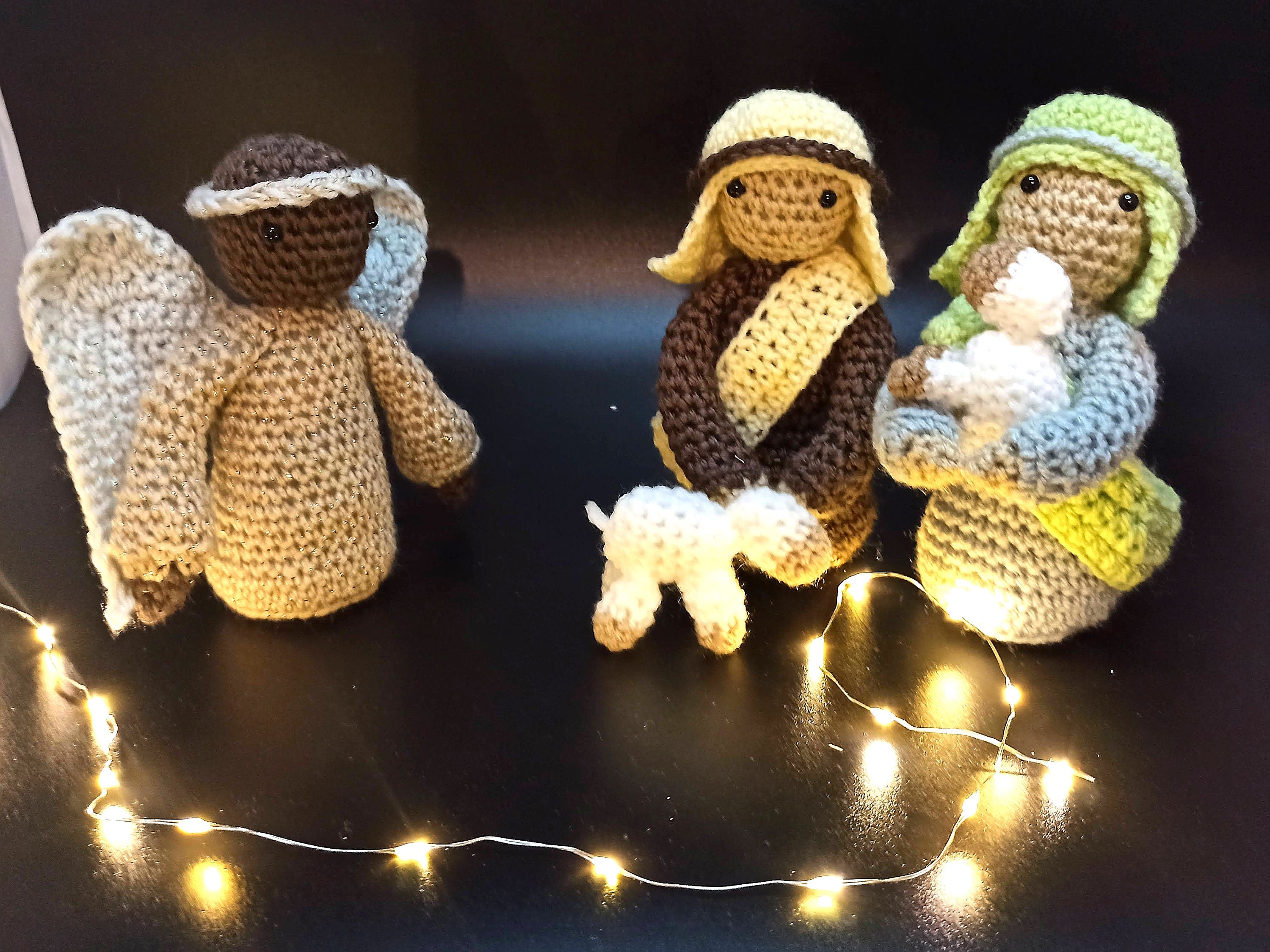 Shepherds and angel nativity set first christmas decor decorations holiday festive season
