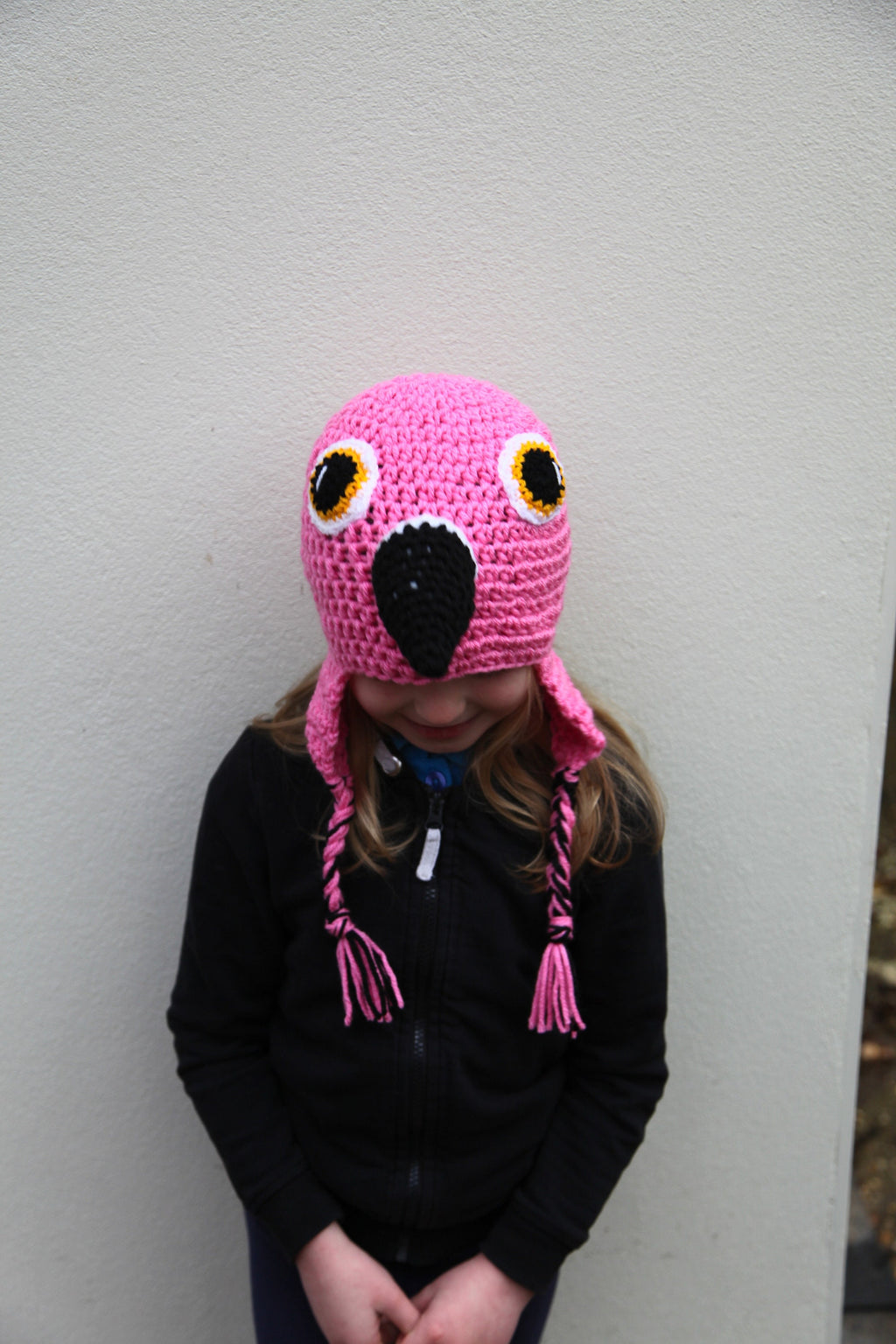 Crochet Flamingo hat, winter novelty hat, newborn, toddler, child, adult sizes