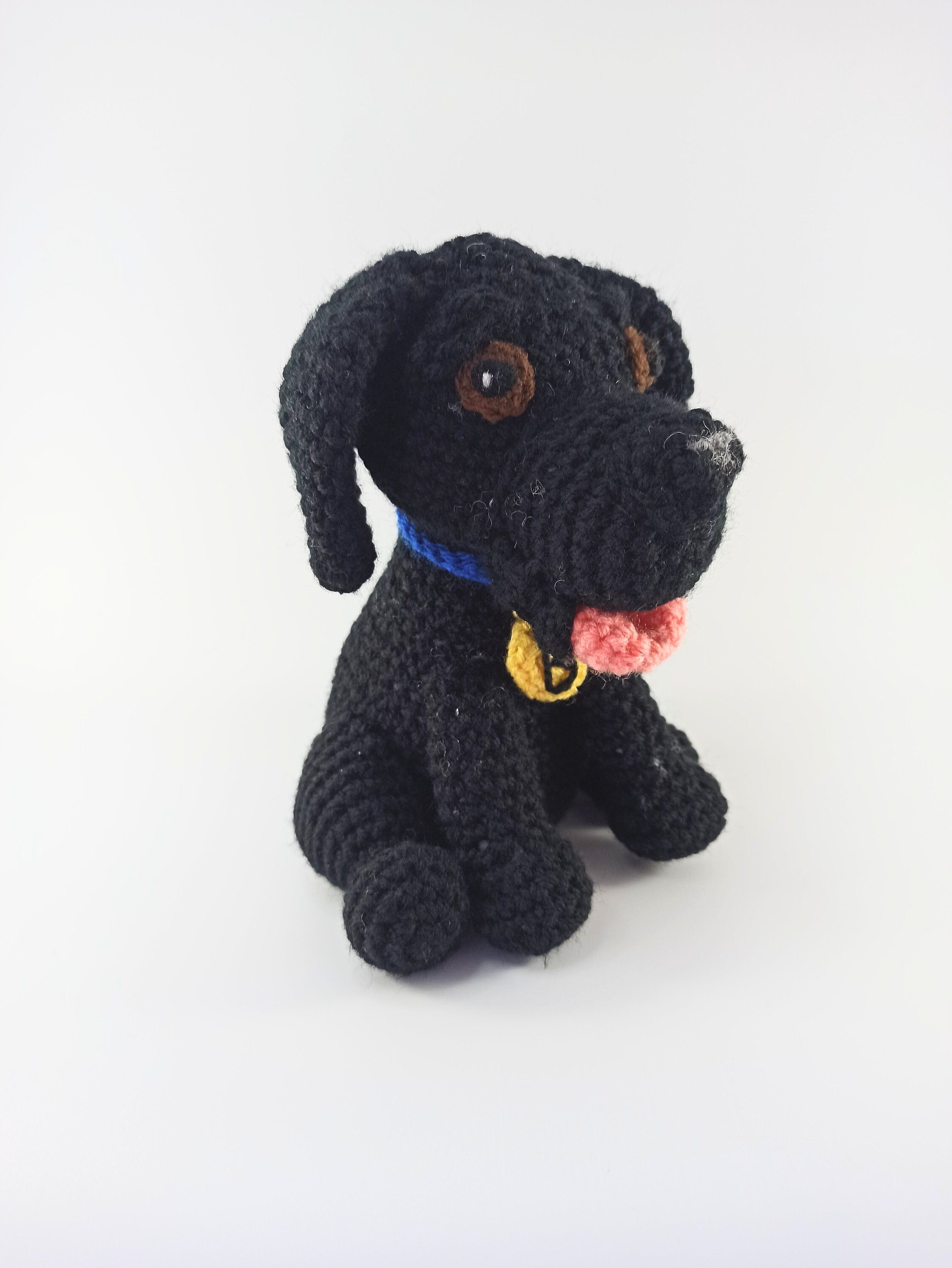 Crochet Labrador dog soft toy, plush stuffed animal, Black lab, personalised gift