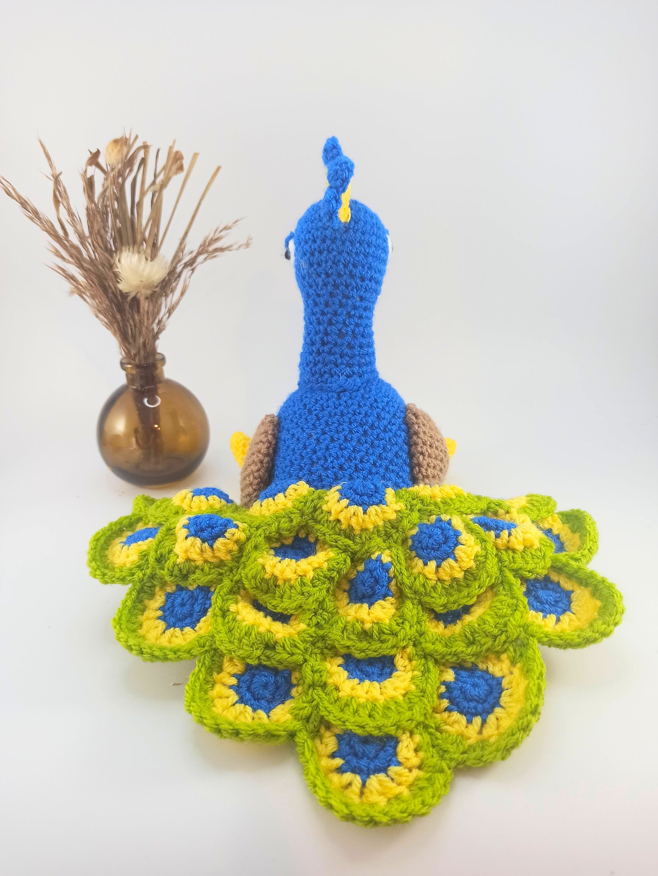 Crochet Peacock Plush Toy: Cuddly Stuffed Animal, Nursery Decor