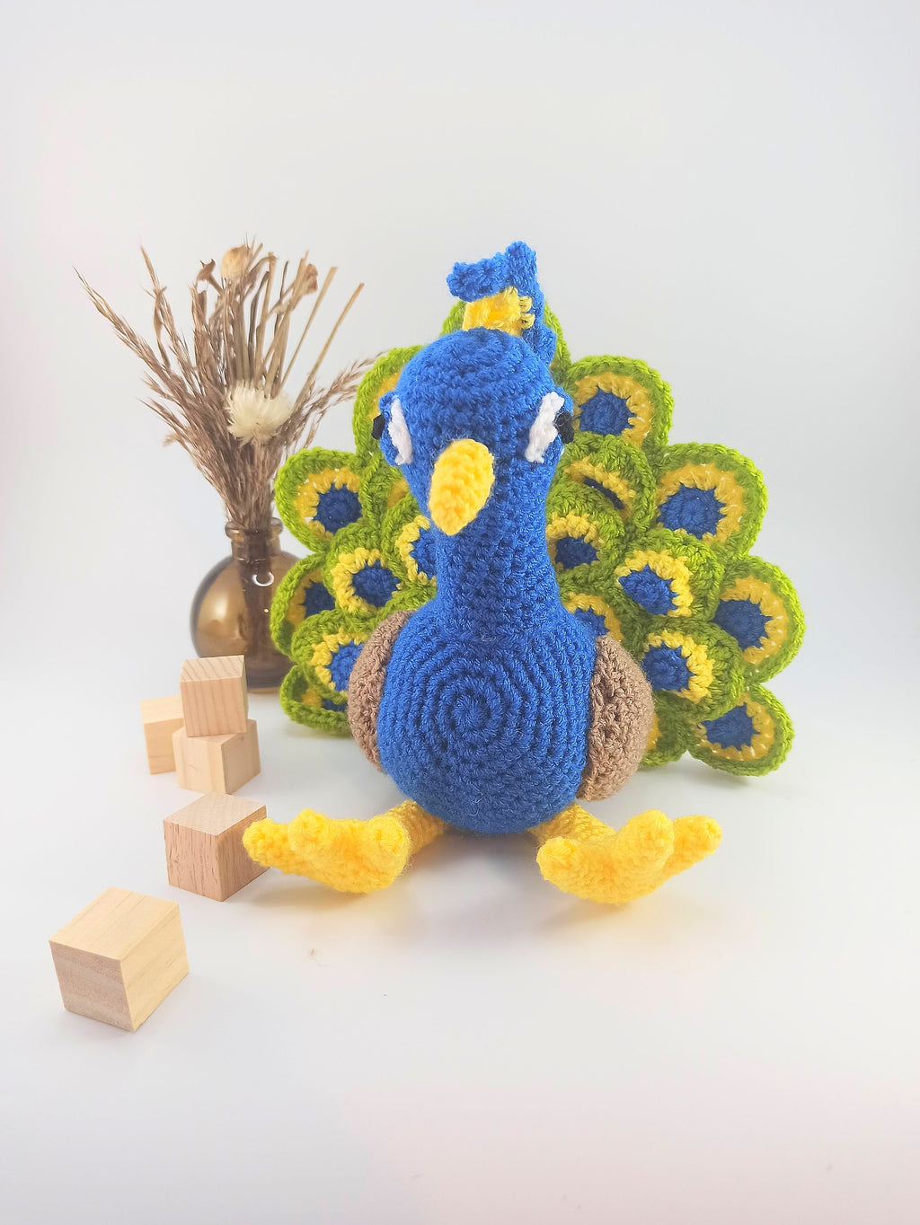 Crochet Peacock Plush Toy: Cuddly Stuffed Animal, Nursery Decor