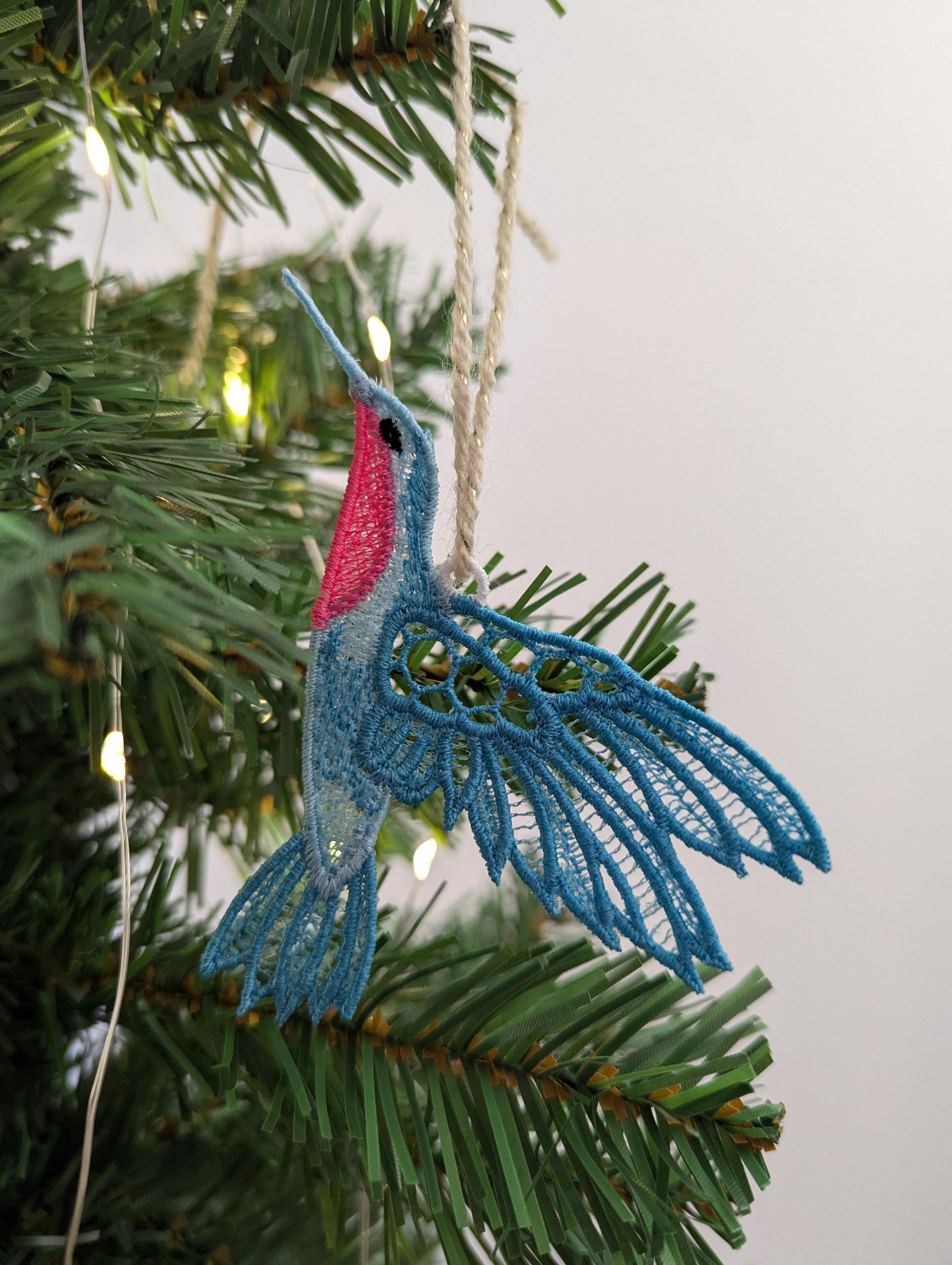 Embroidered Lace Hummingbird Hanging Ornament