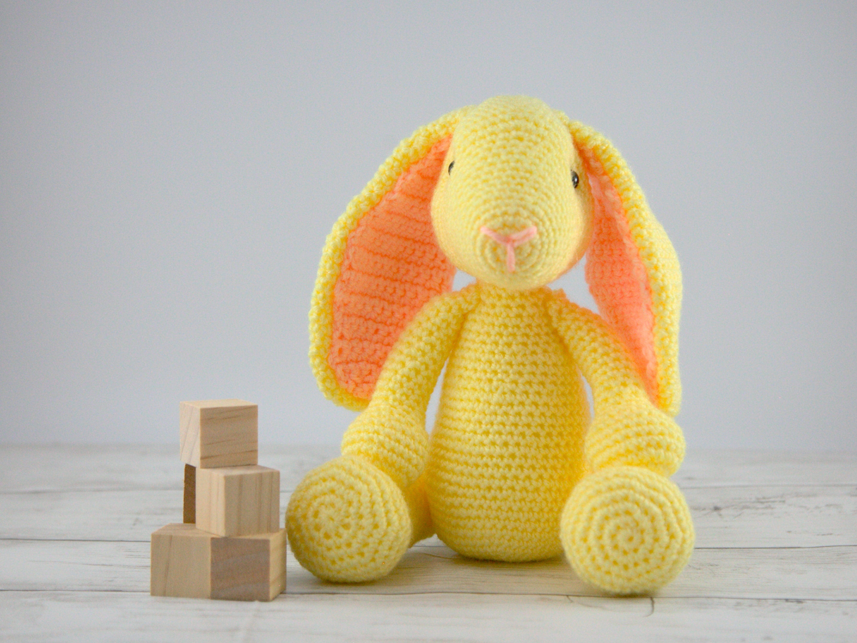 Crochet Rabbit Plush: Yellow Bunny Stuffed Animal, Nursery Decor
