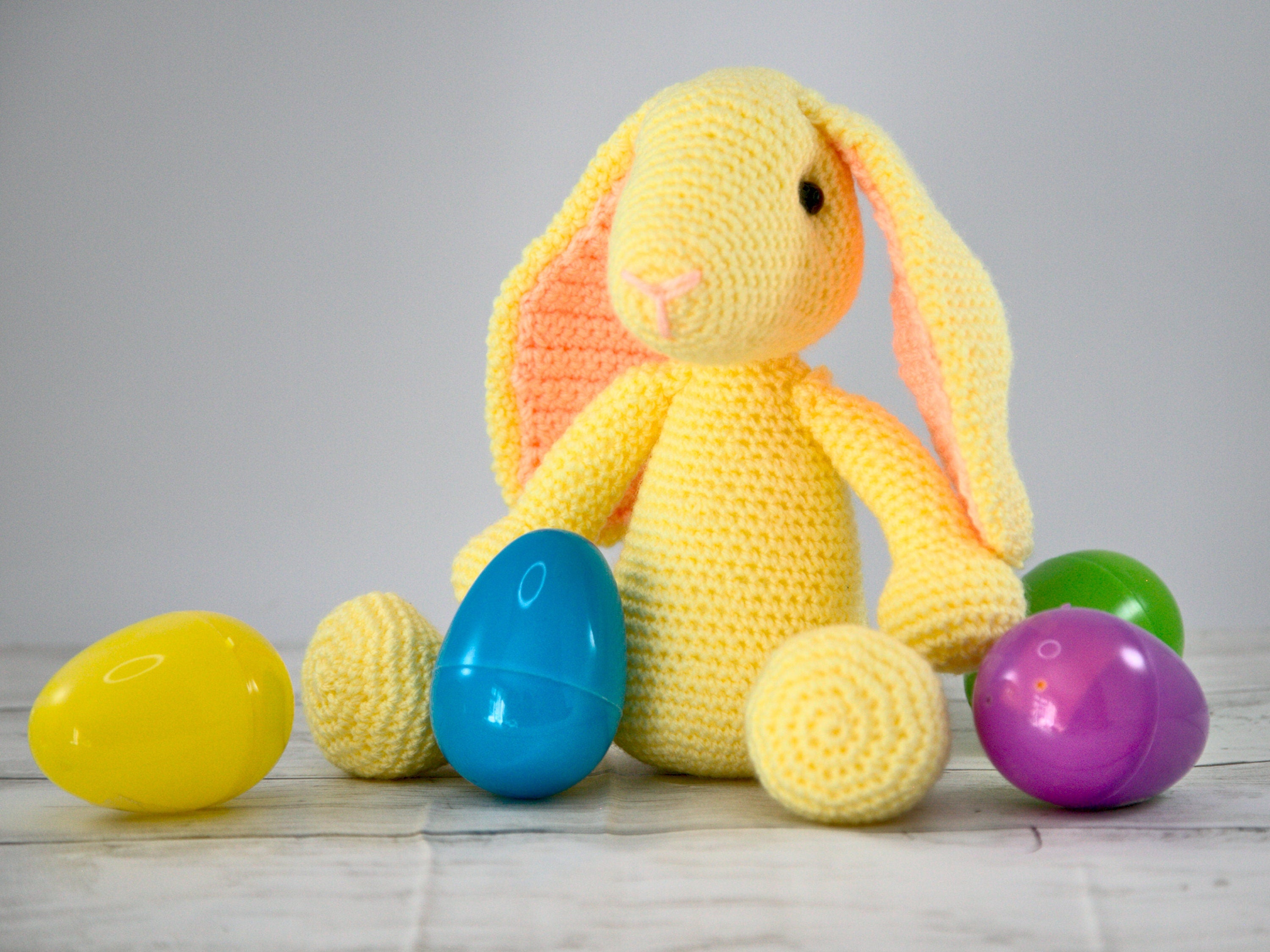 Crochet Rabbit Plush: Yellow Bunny Stuffed Animal, Nursery Decor