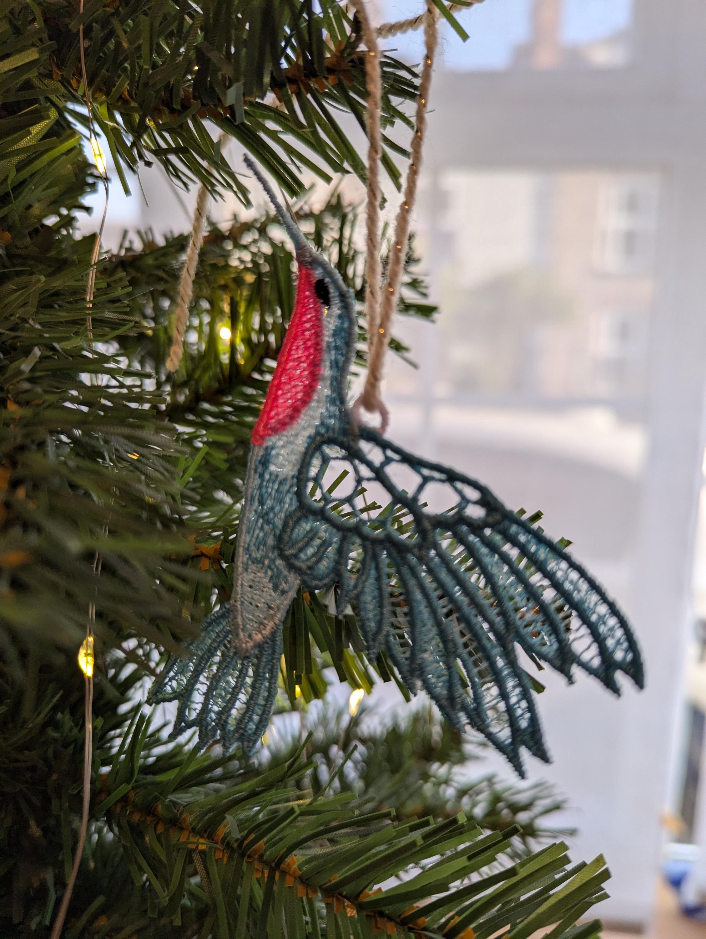 Embroidered Lace Hummingbird Hanging Ornament