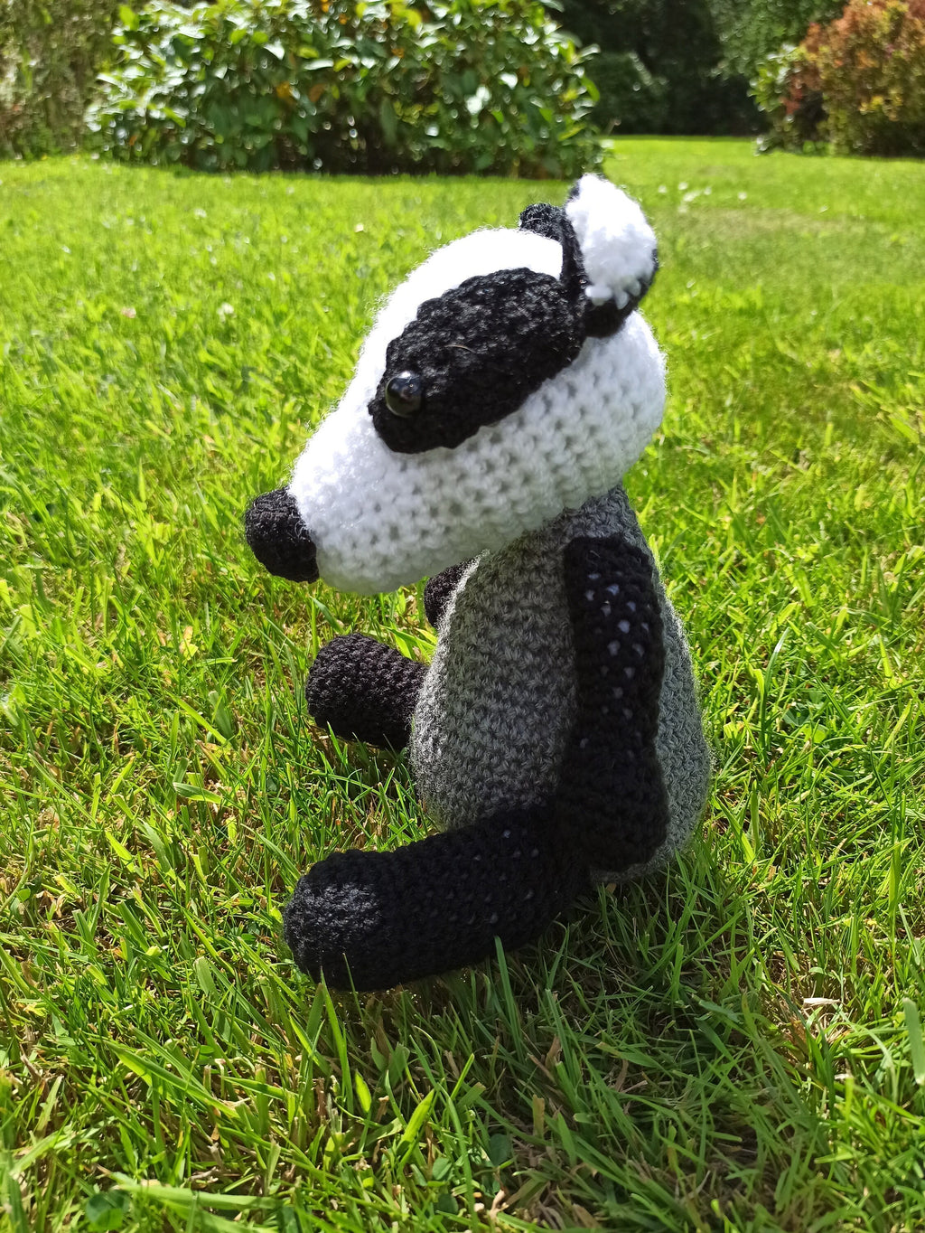 Cuddly Badger crochet soft toy, plush, handmade, plushies softies stuffed woodland decor gift children