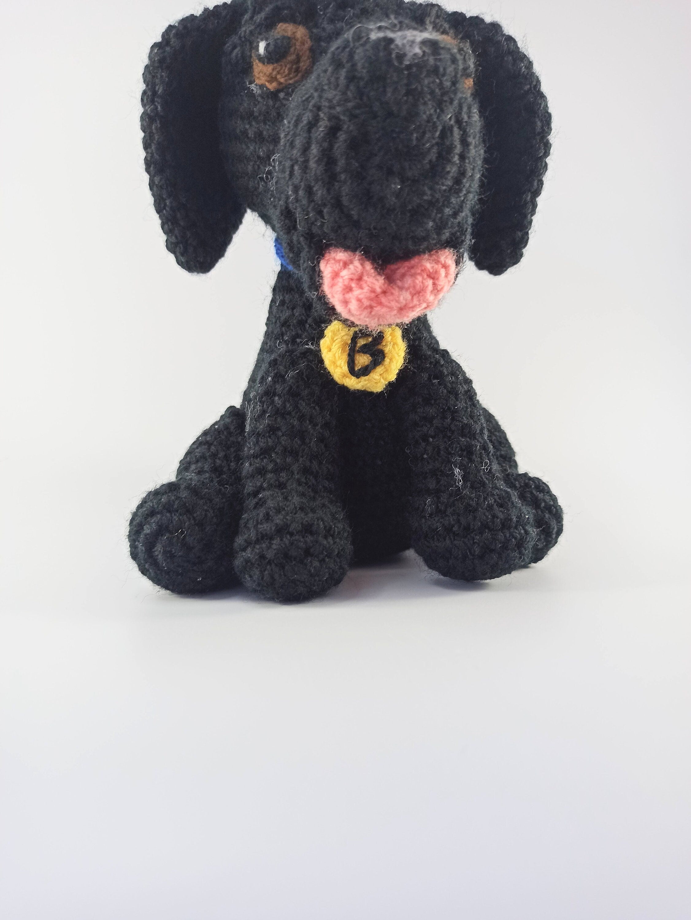 Crochet Labrador dog soft toy, plush stuffed animal, Black lab, personalised gift