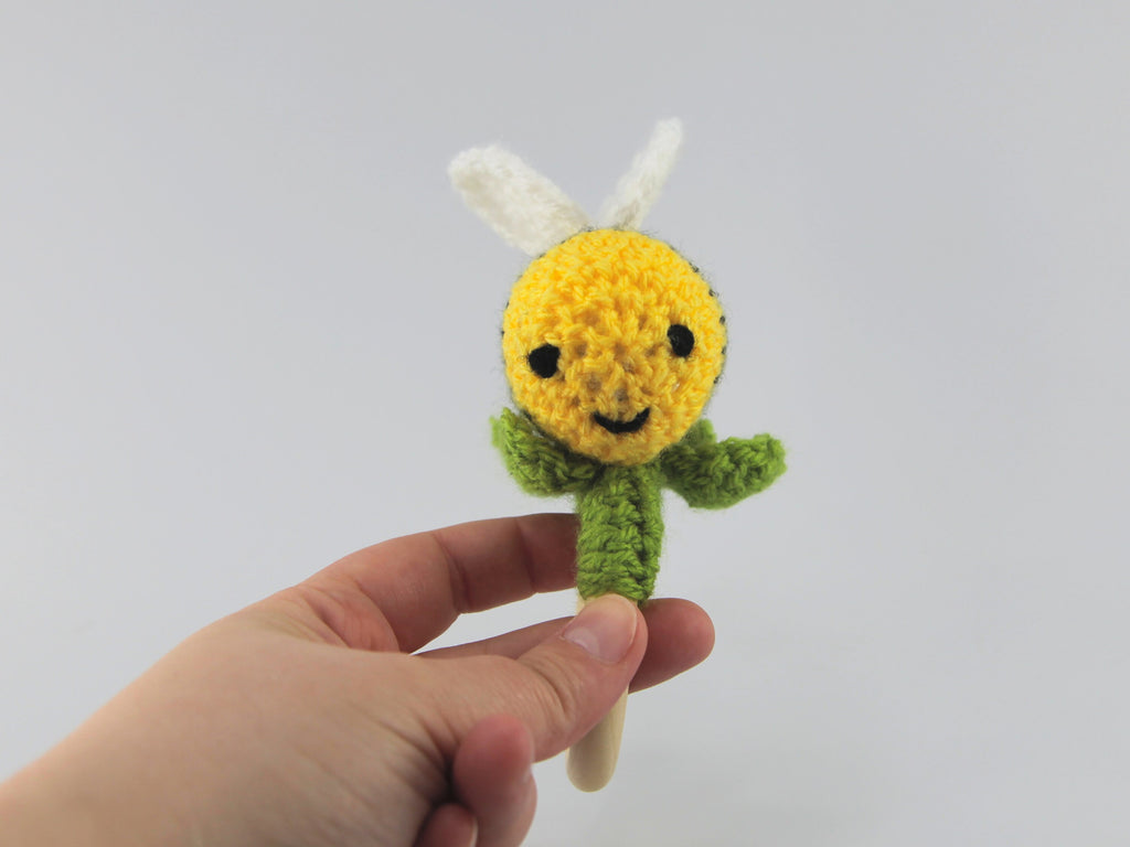 Crochet Bumblebee Wooden Teething Ring, Baby Shower Gift