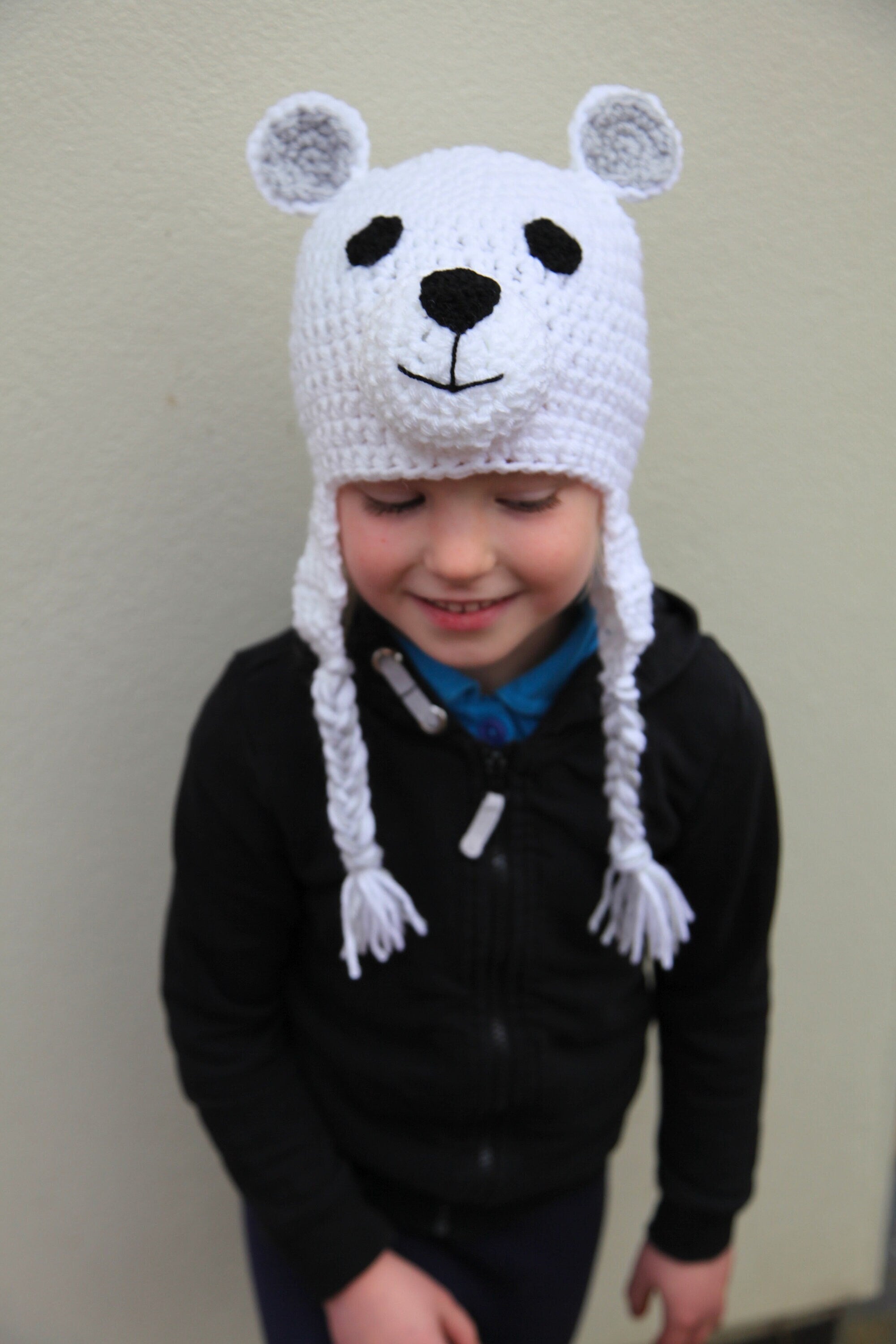 Crochet polar bear novelty hat, Toddler, child, adult size