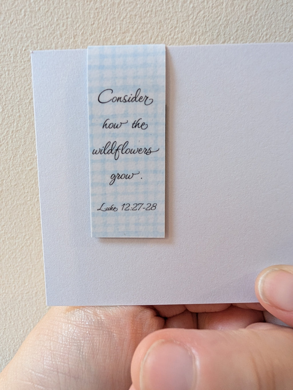 Lavender floral magnetic bookmark with bible verse on the back