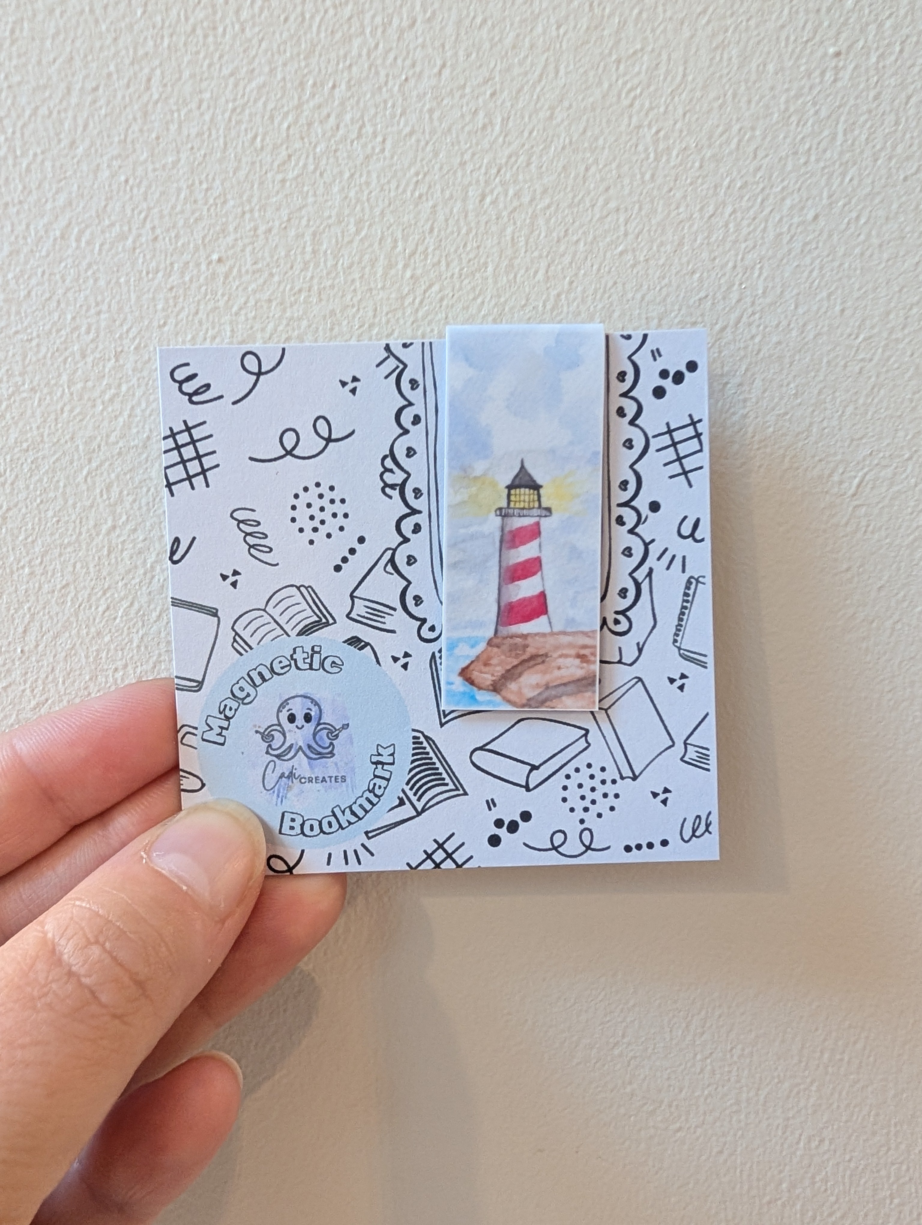 Lighthouse magnetic bookmark with bible verse on the back