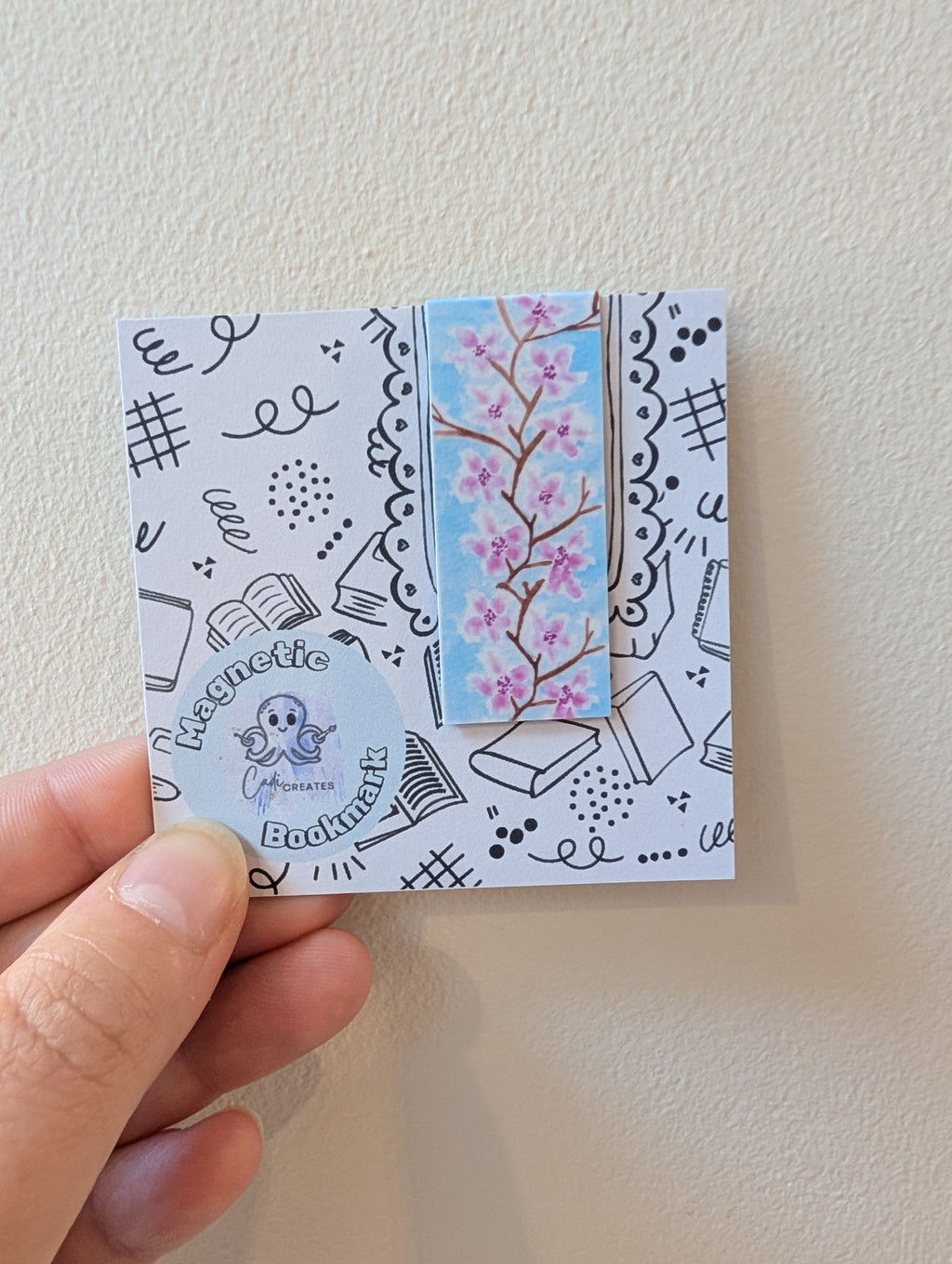 Cherry blossom magnetic bookmark with bible verse on the back