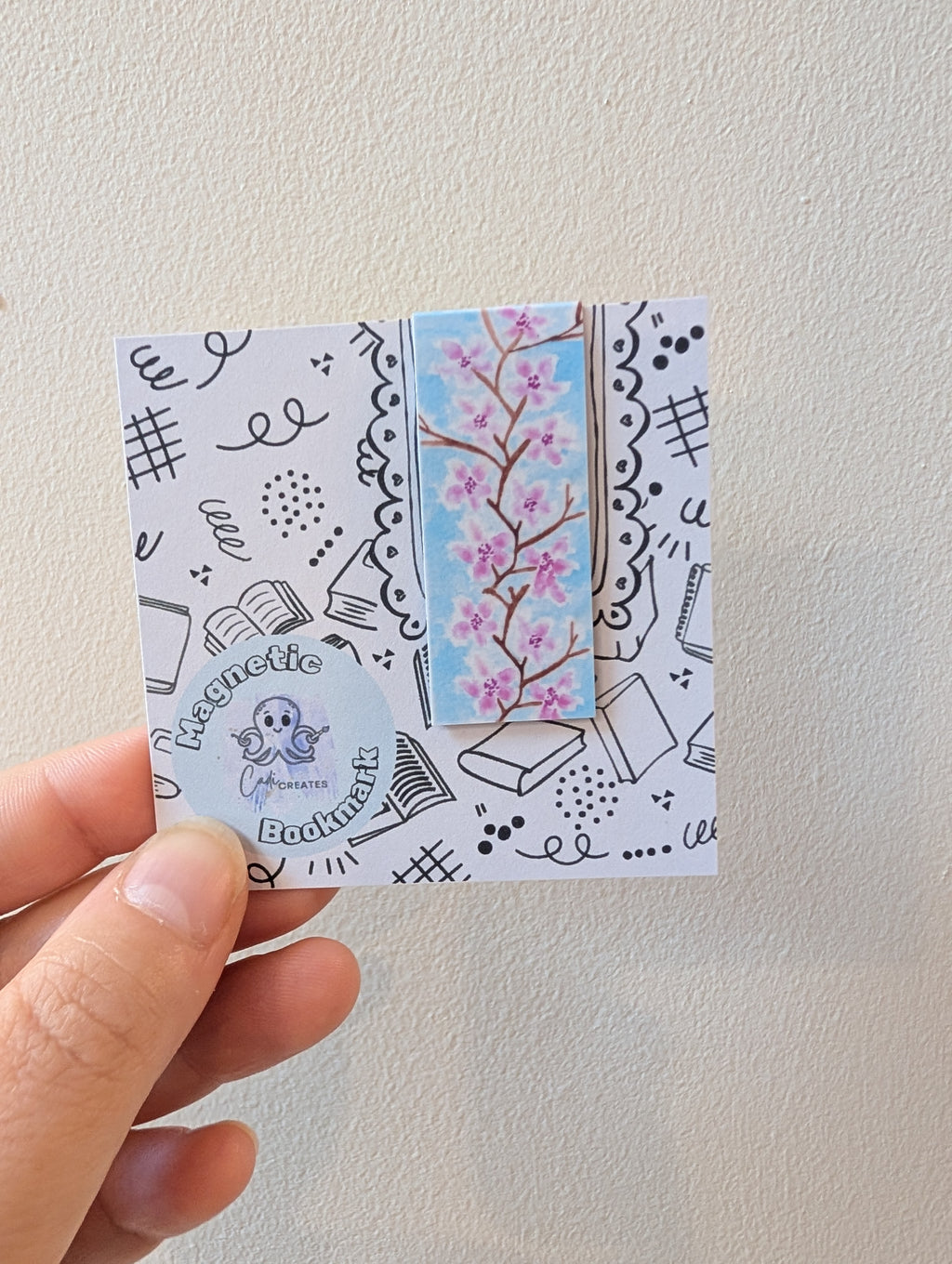 Cherry blossom magnetic bookmark with bible verse on the back