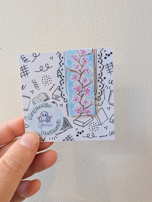 Cherry blossom magnetic bookmark with bible verse on the back