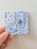 Boat seascape magnetic bookmark, hand painted watercolour design