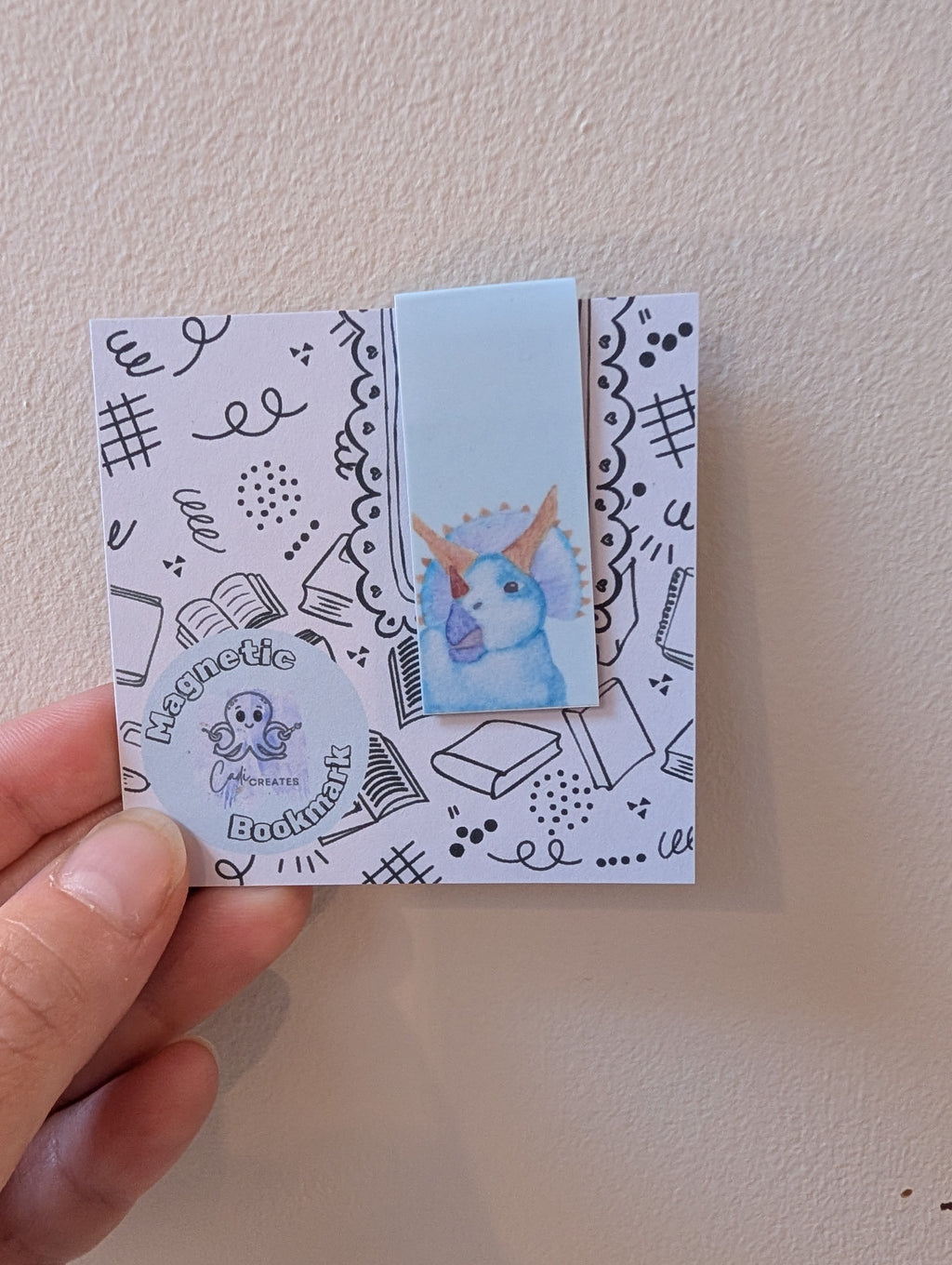 Dinosaur magnetic bookmark with bible verse on the back