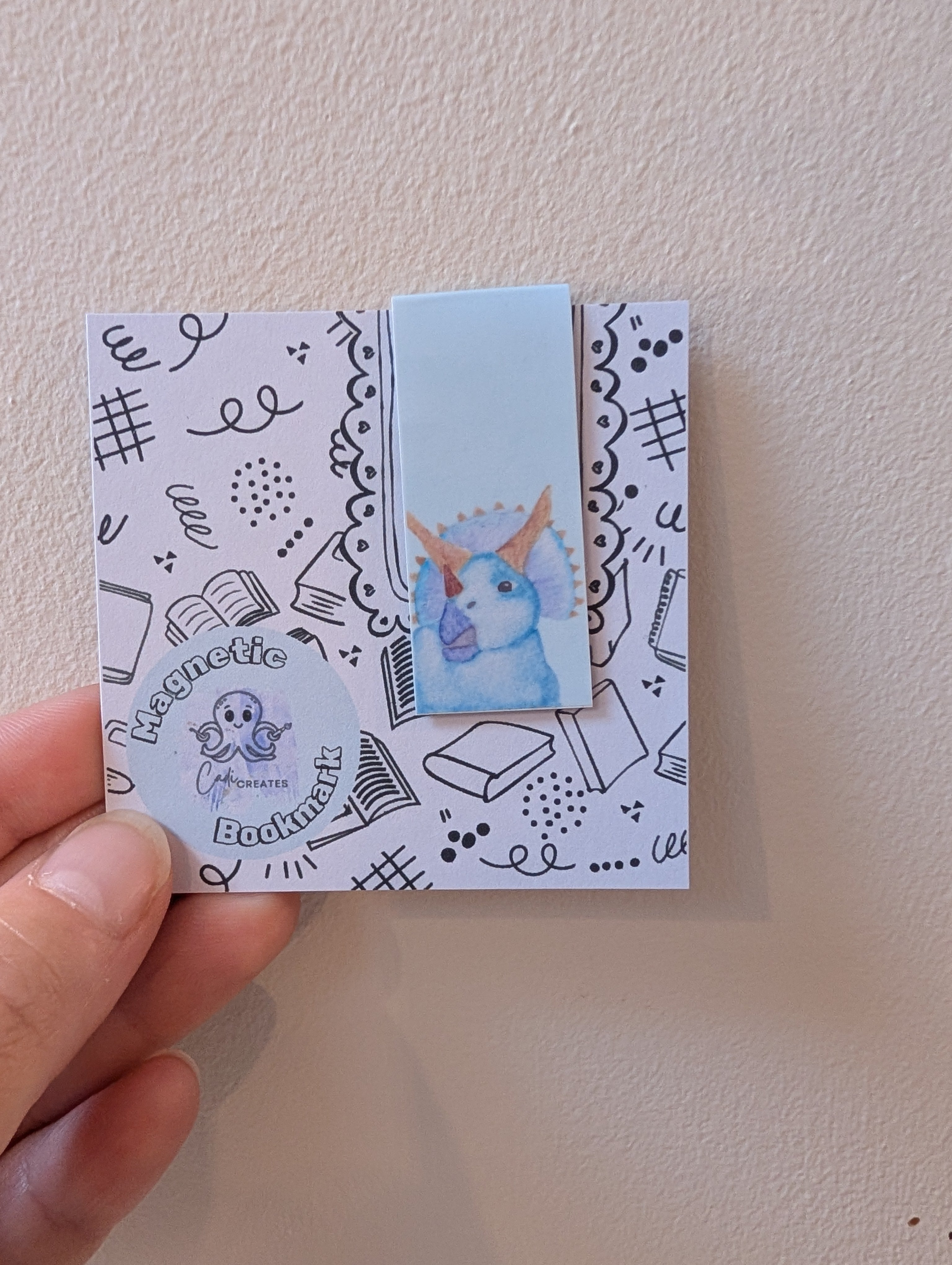 Dinosaur magnetic bookmark with bible verse on the back