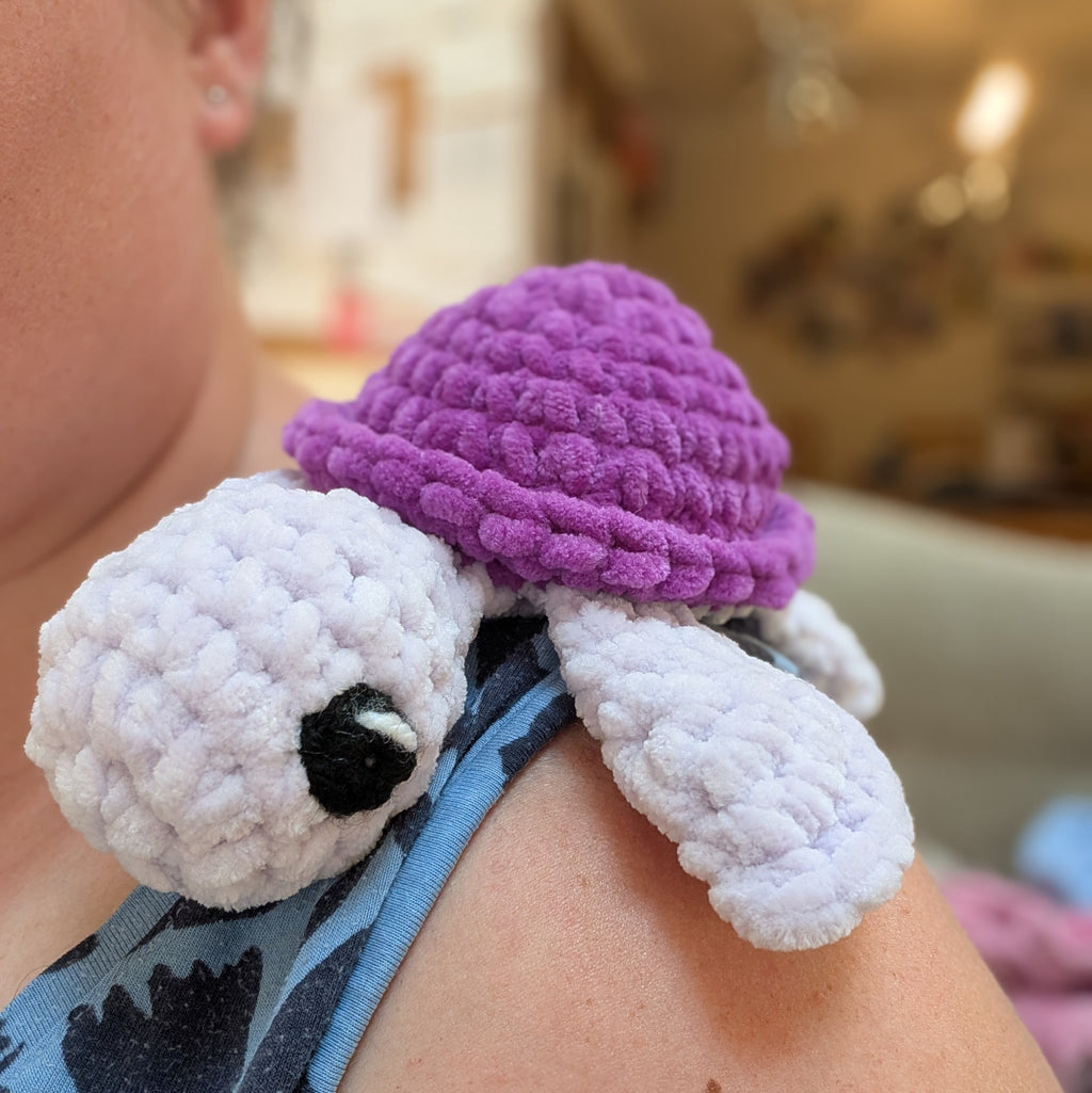 Cuddly turtle soft toy, crocheted and handmade in UK