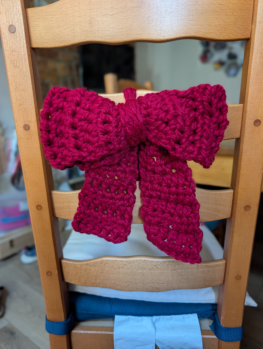Chunky Crochet Tie-On Bow, Multiway Hanging Chair Back Bow,
