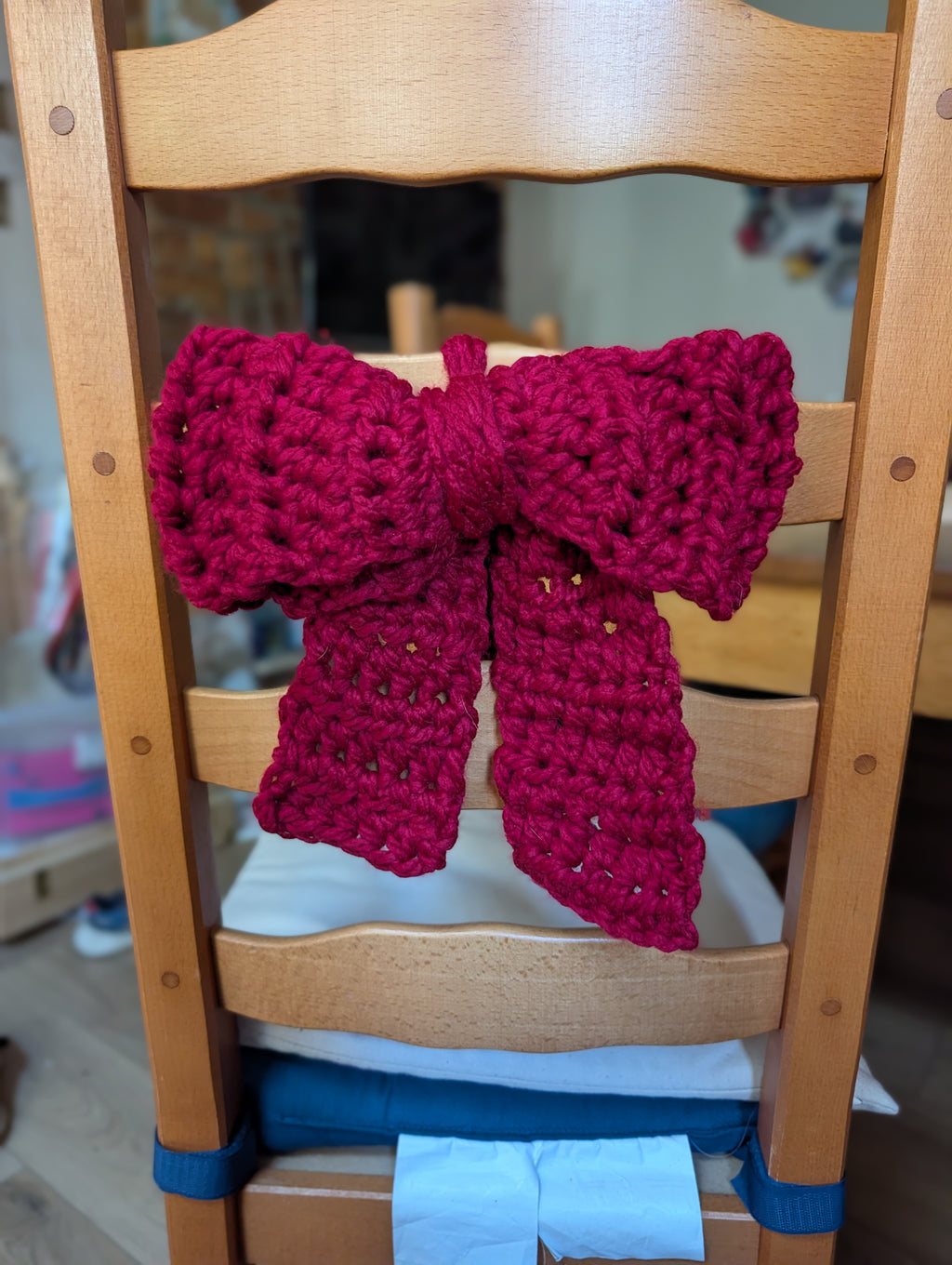 Chunky Crochet Tie-On Bow, Multiway Hanging Chair Back Bow,