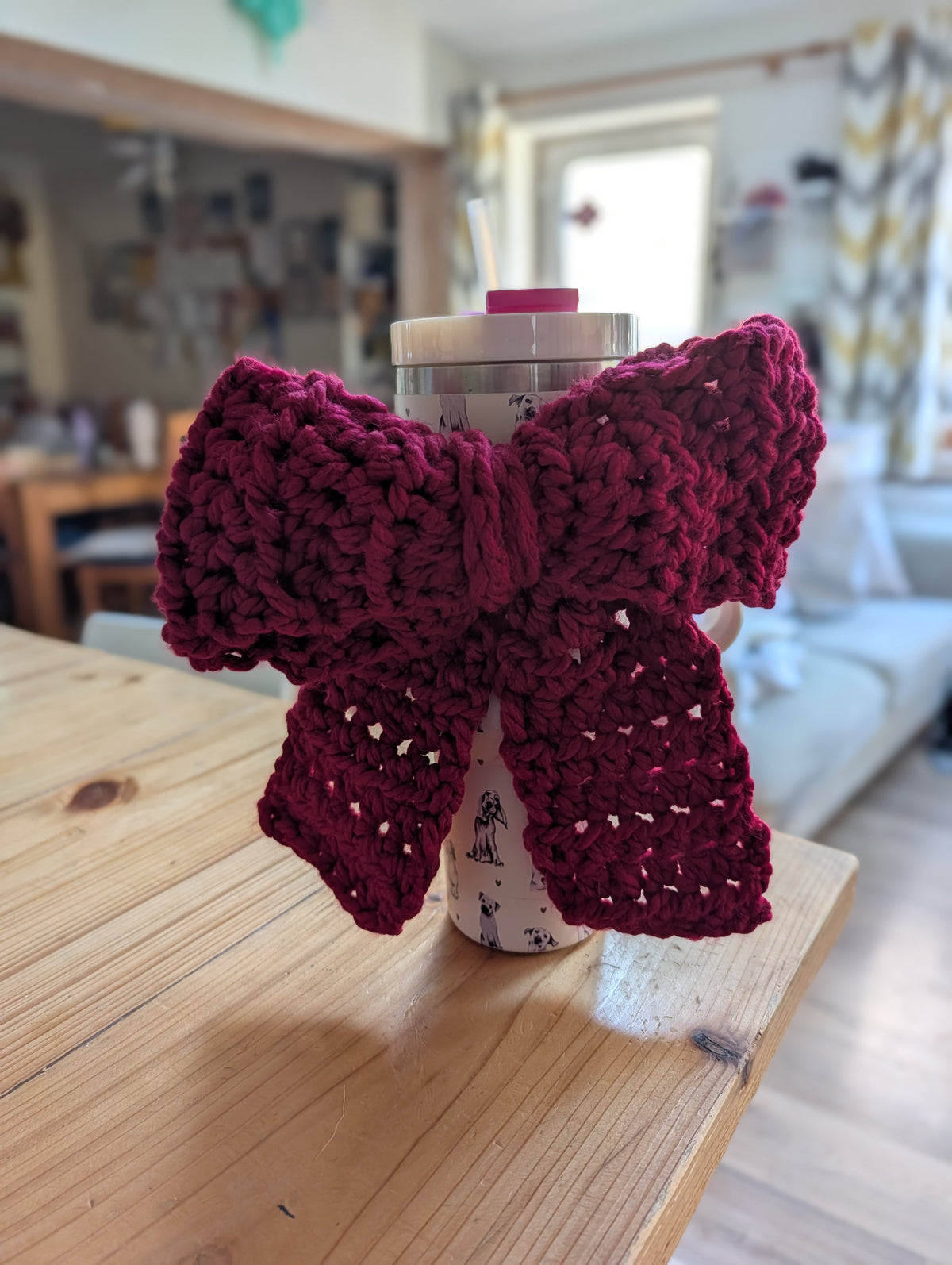 Chunky Crochet Tie-On Bow, Multiway Hanging Chair Back Bow,