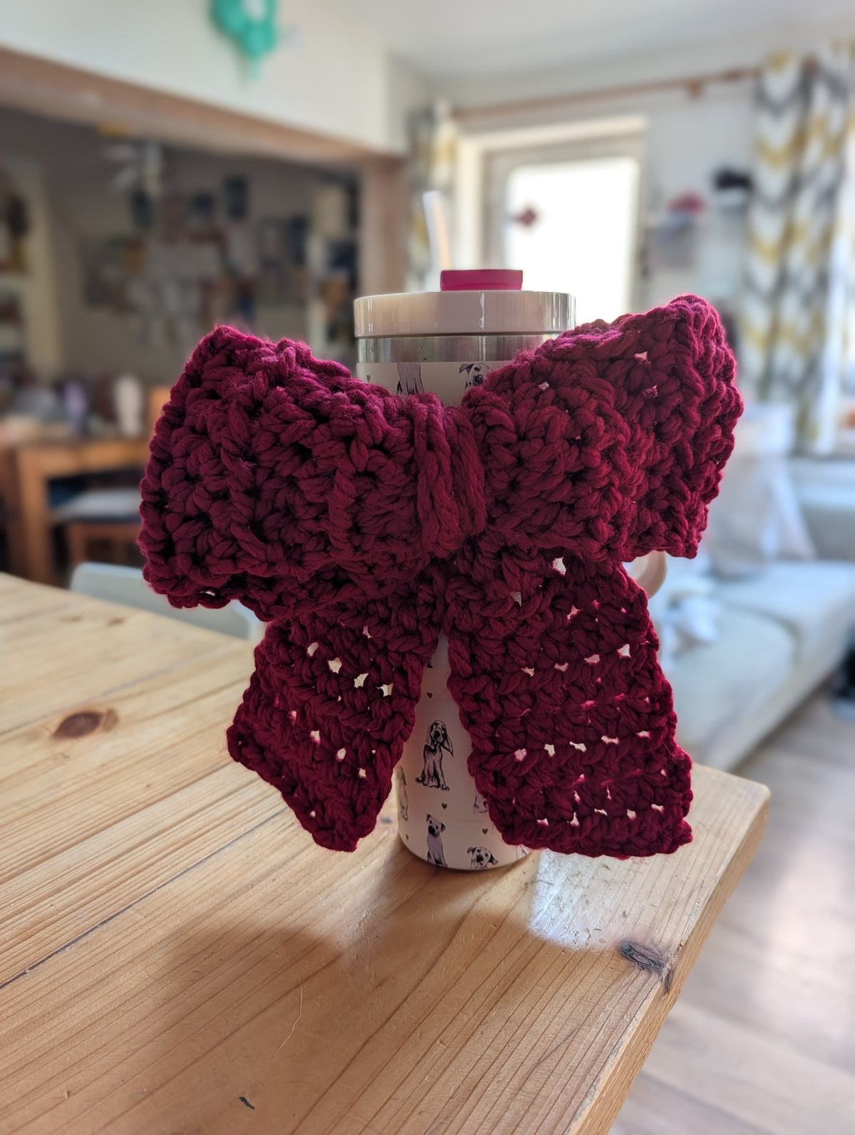 Chunky Crochet Tie-On Bow, Multiway Hanging Chair Back Bow,