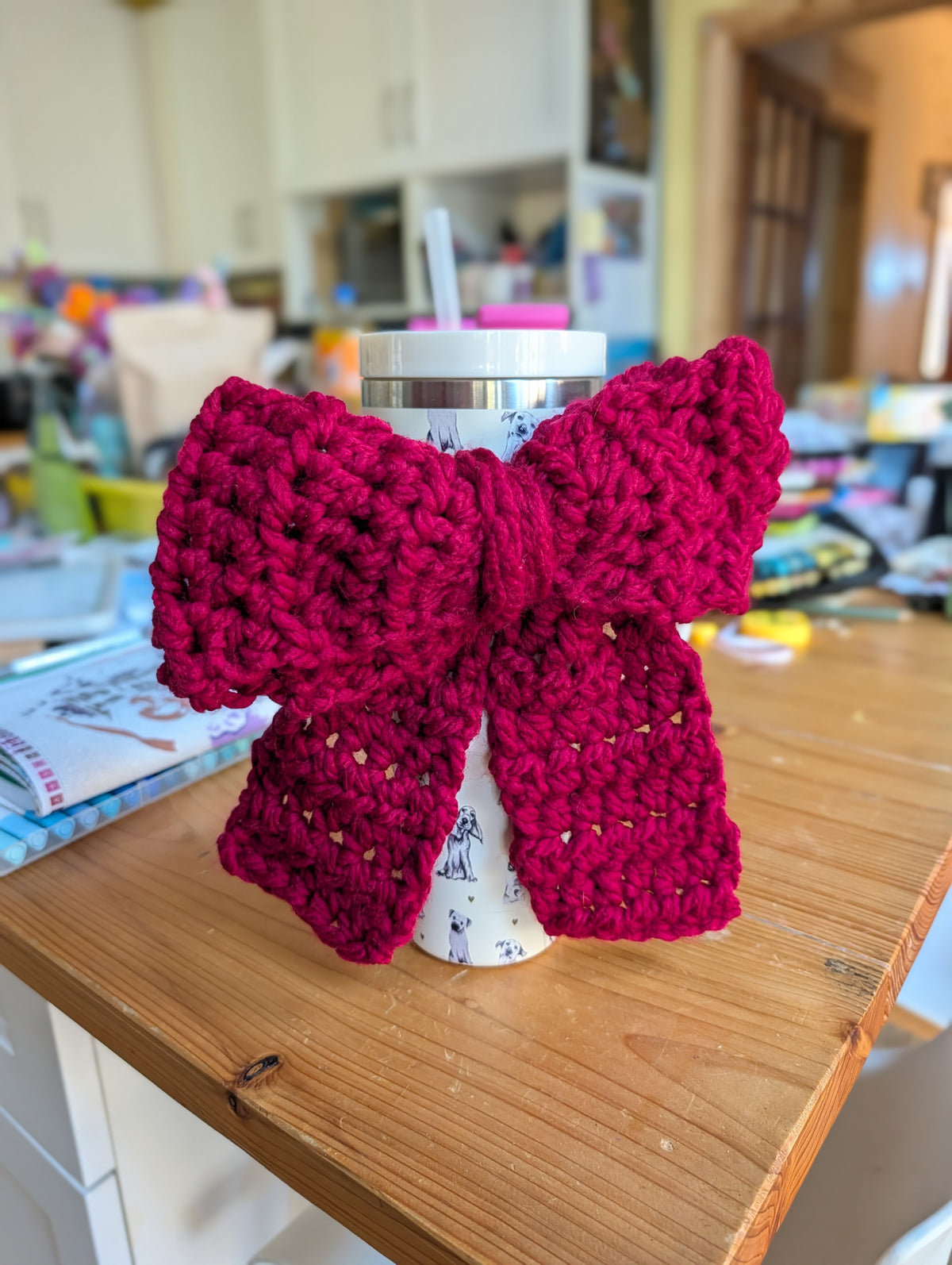 Chunky Crochet Tie-On Bow, Multiway Hanging Chair Back Bow,