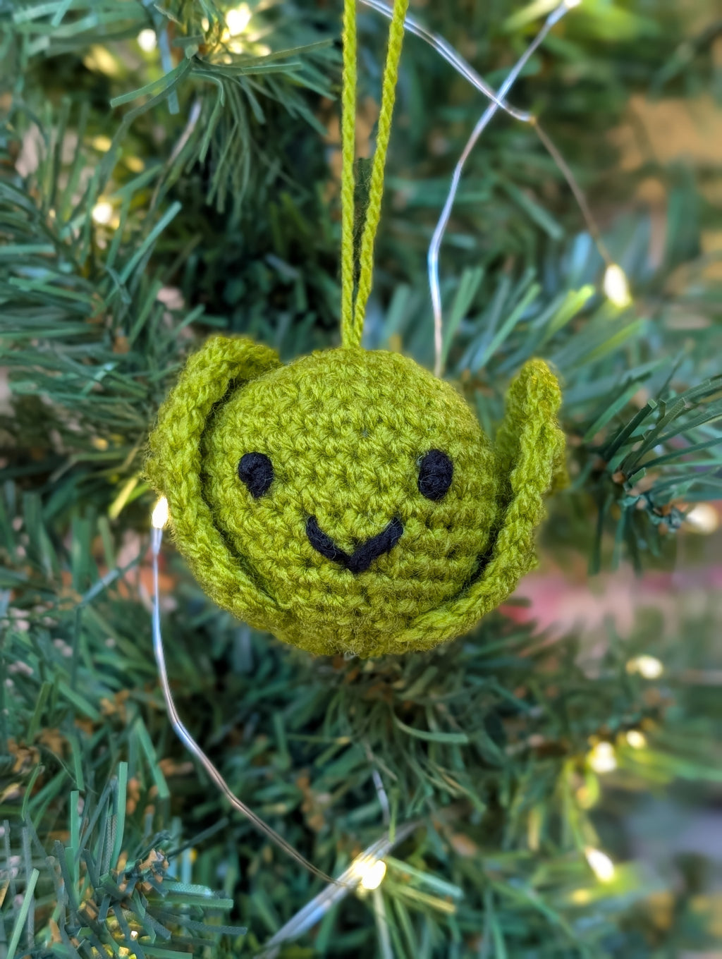 Crochet Brussels Sprout Christmas Bauble, Funny Sprout Tree Ornament, Handmade Amigurumi Xmas Food Decor,