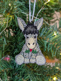 Embroidered Donkey Christmas Ornament, Cute Festive Donkey Tree Decor, Holy Nativity Animal Gift