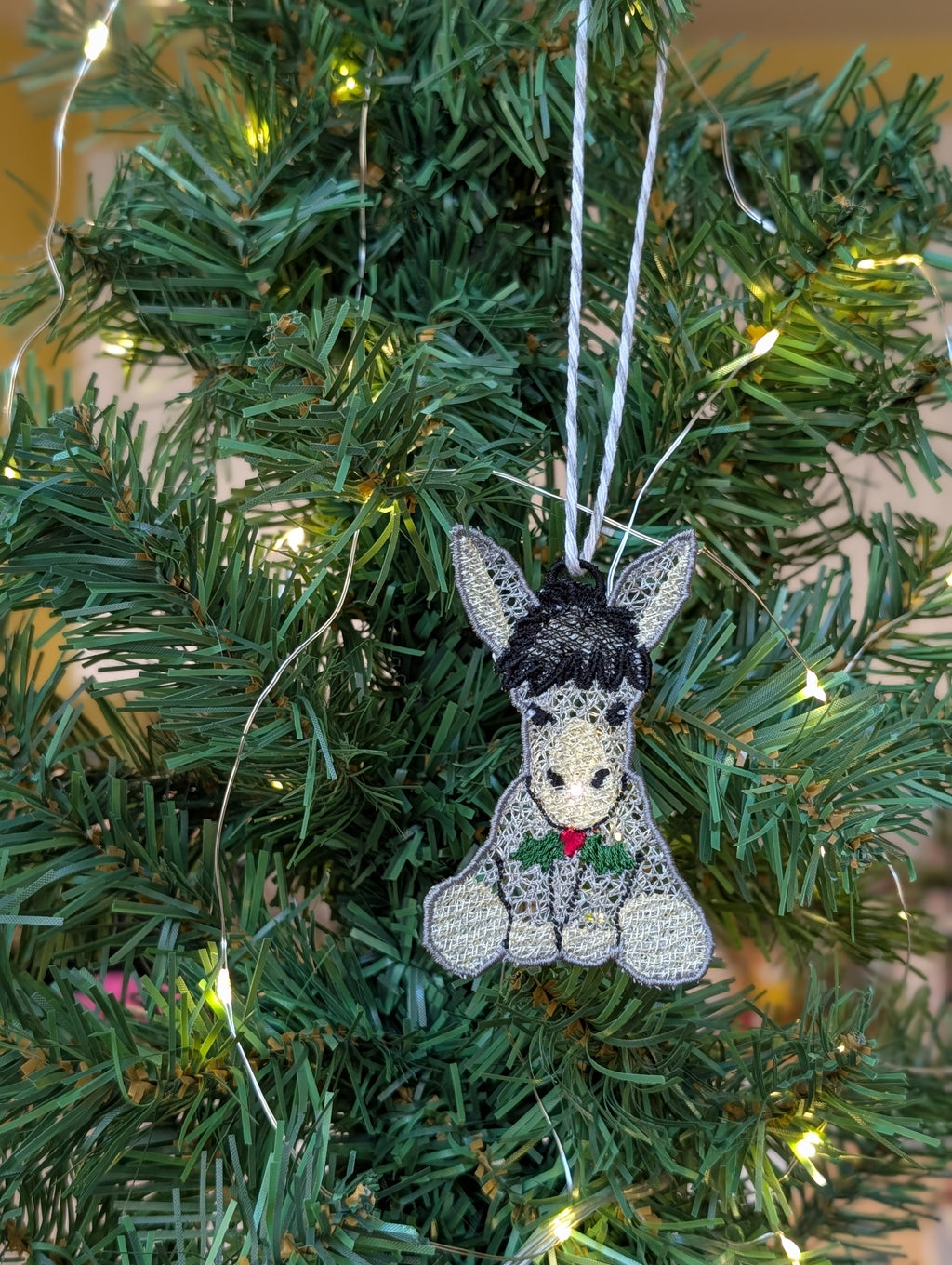 Embroidered Donkey Christmas Ornament, Cute Festive Donkey Tree Decor, Holy Nativity Animal Gift
