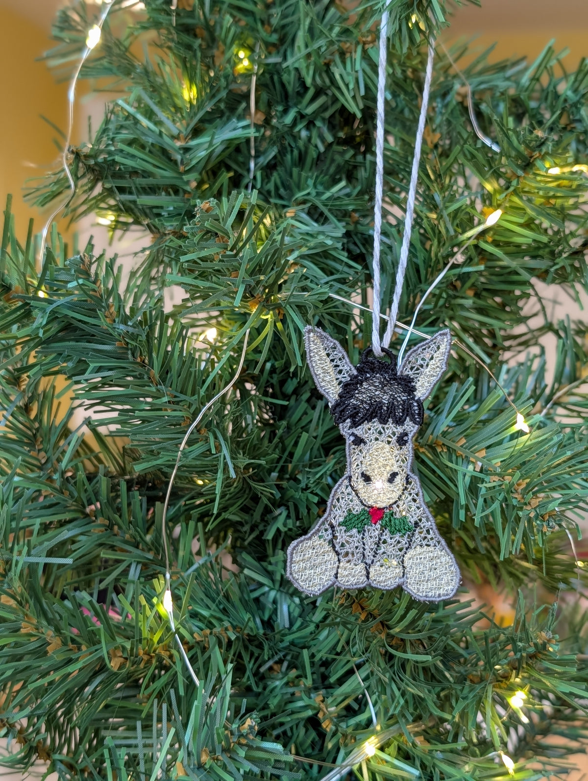 Embroidered Donkey Christmas Ornament, Cute Festive Donkey Tree Decor, Holy Nativity Animal Gift