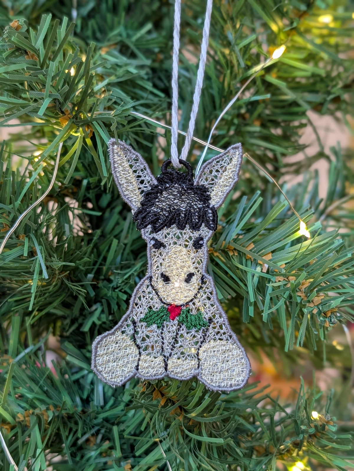 Embroidered Donkey Christmas Ornament, Cute Festive Donkey Tree Decor, Holy Nativity Animal Gift