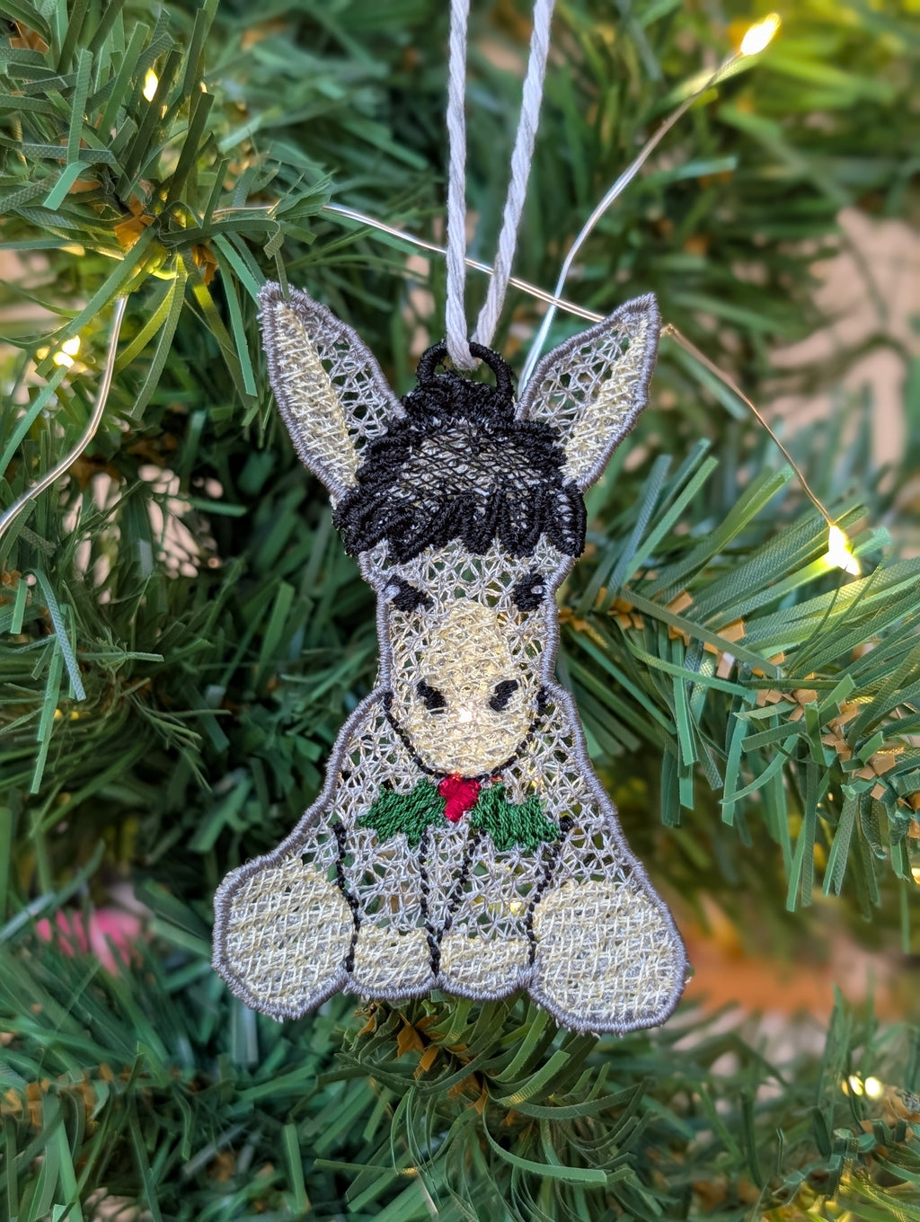 Embroidered Donkey Christmas Ornament, Cute Festive Donkey Tree Decor, Holy Nativity Animal Gift