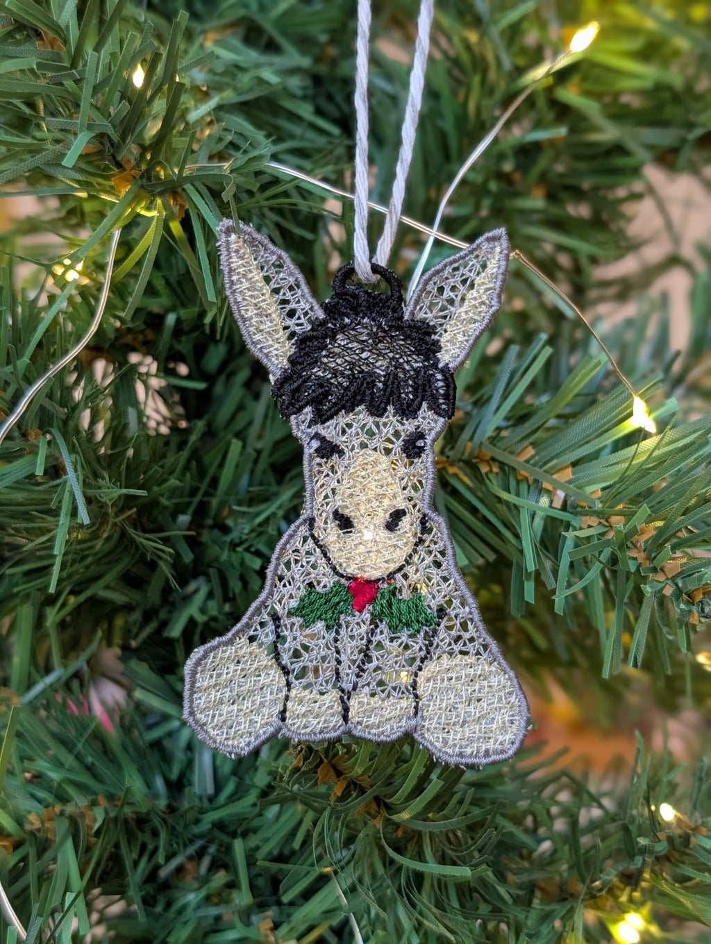 Embroidered Donkey Christmas Ornament, Cute Festive Donkey Tree Decor, Holy Nativity Animal Gift