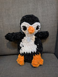 Crochet Penguin lovey Plushie, Chunky Chenille Penguin Amigurumi, Cute Handmade Stuffed Animal Toy