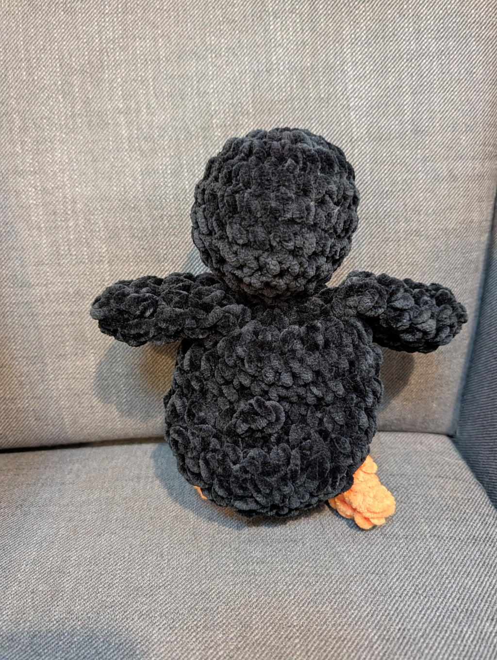 Crochet Penguin lovey Plushie, Chunky Chenille Penguin Amigurumi, Cute Handmade Stuffed Animal Toy