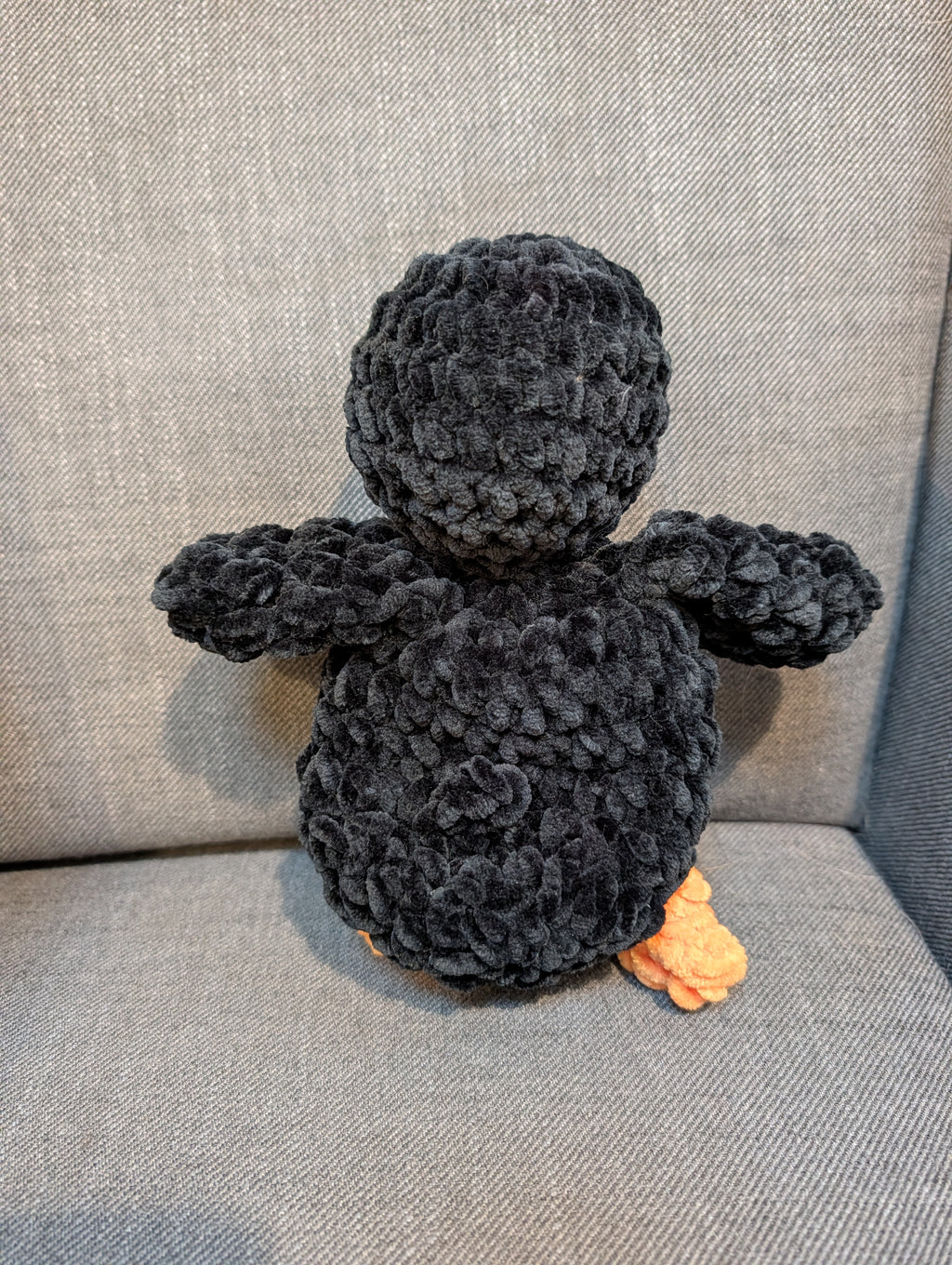 Crochet Penguin lovey Plushie, Chunky Chenille Penguin Amigurumi, Cute Handmade Stuffed Animal Toy