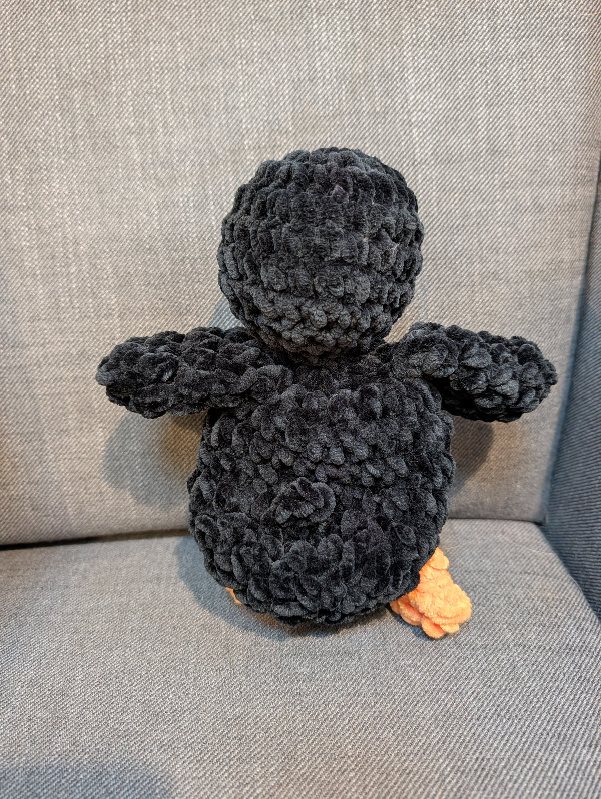 Crochet Penguin lovey Plushie, Chunky Chenille Penguin Amigurumi, Cute Handmade Stuffed Animal Toy