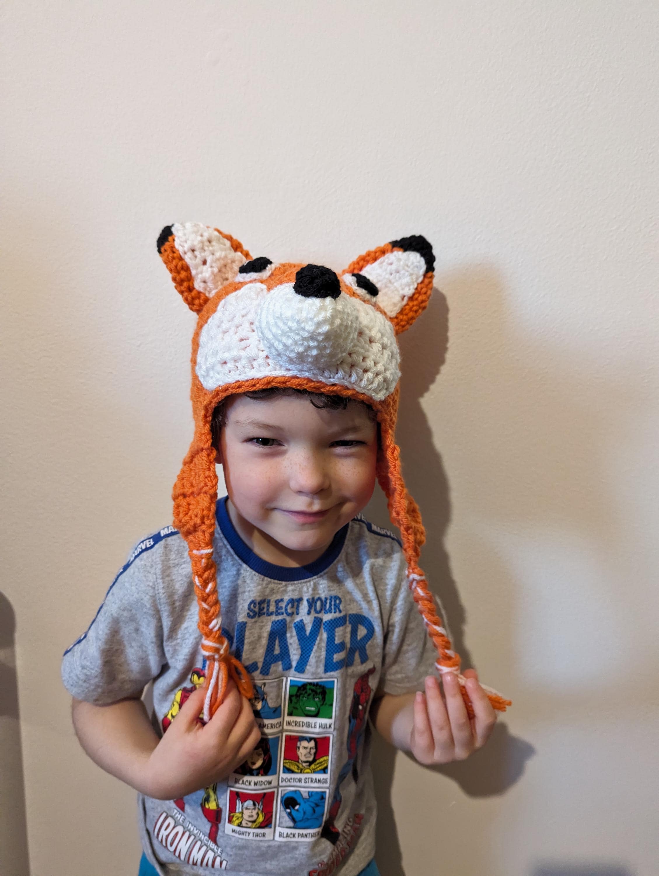Fox hat, winter novelty crochet hat, toddler, child and adult size