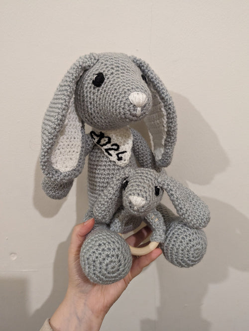 Crochet Bunny and Teether Set, Newborn Gift