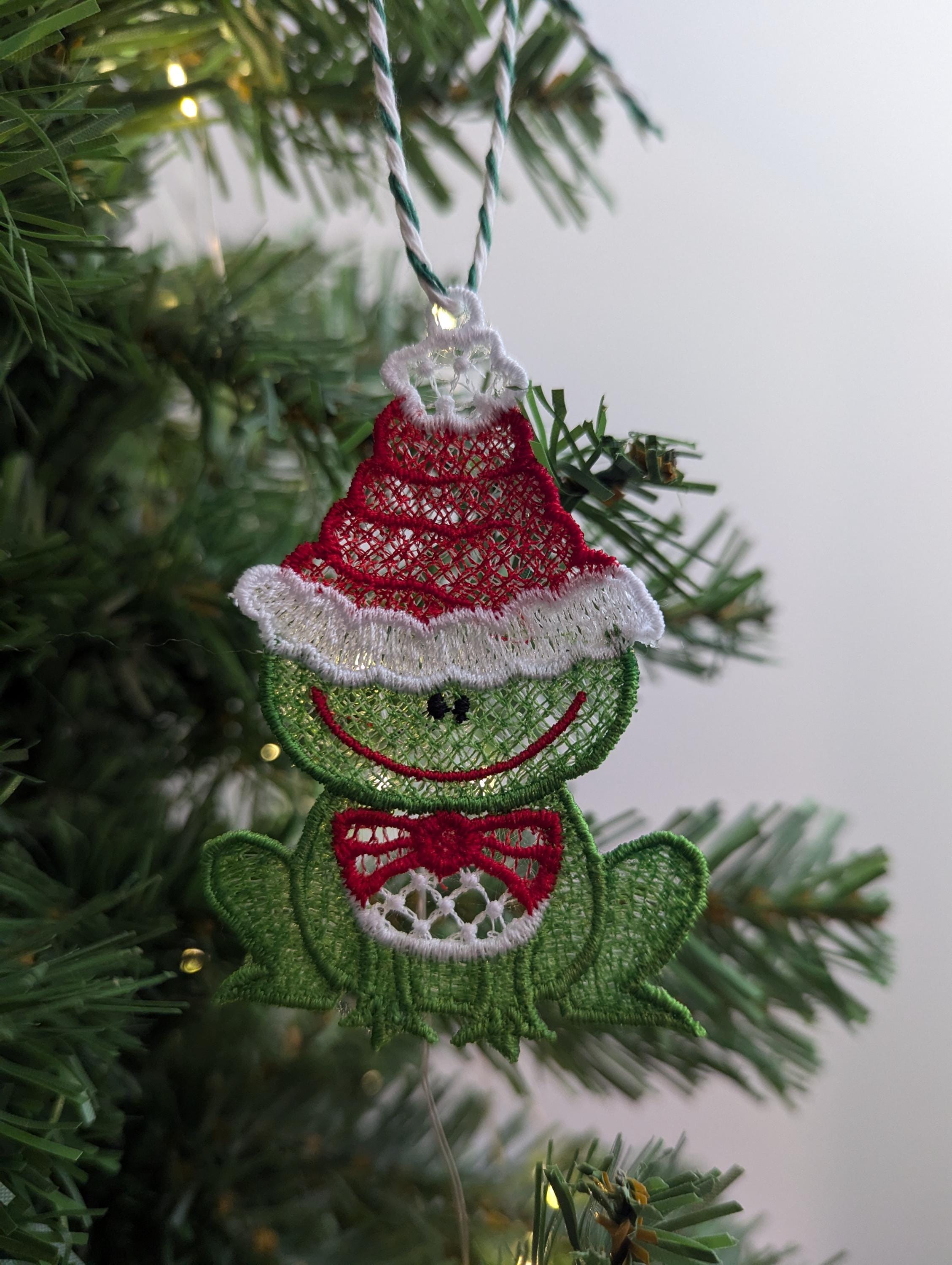 Embroidered Christmas Frog Ornament: Festive Holiday Decor