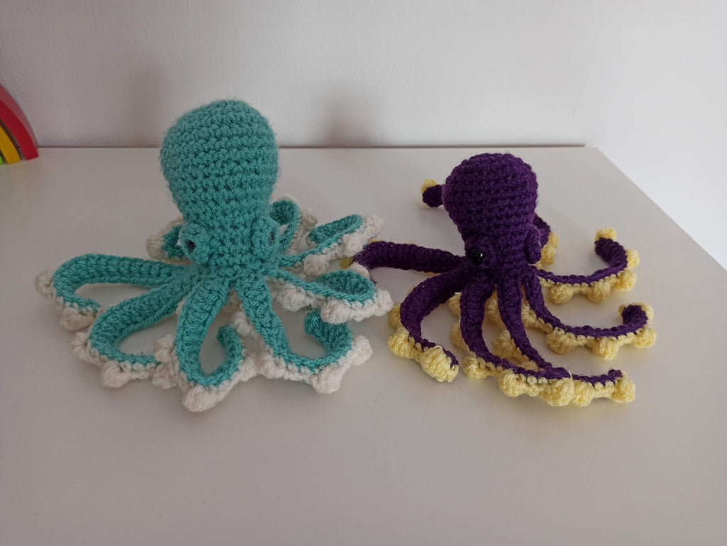Pieuvre - patron de crochet terminologie britannique, terminologie américaine