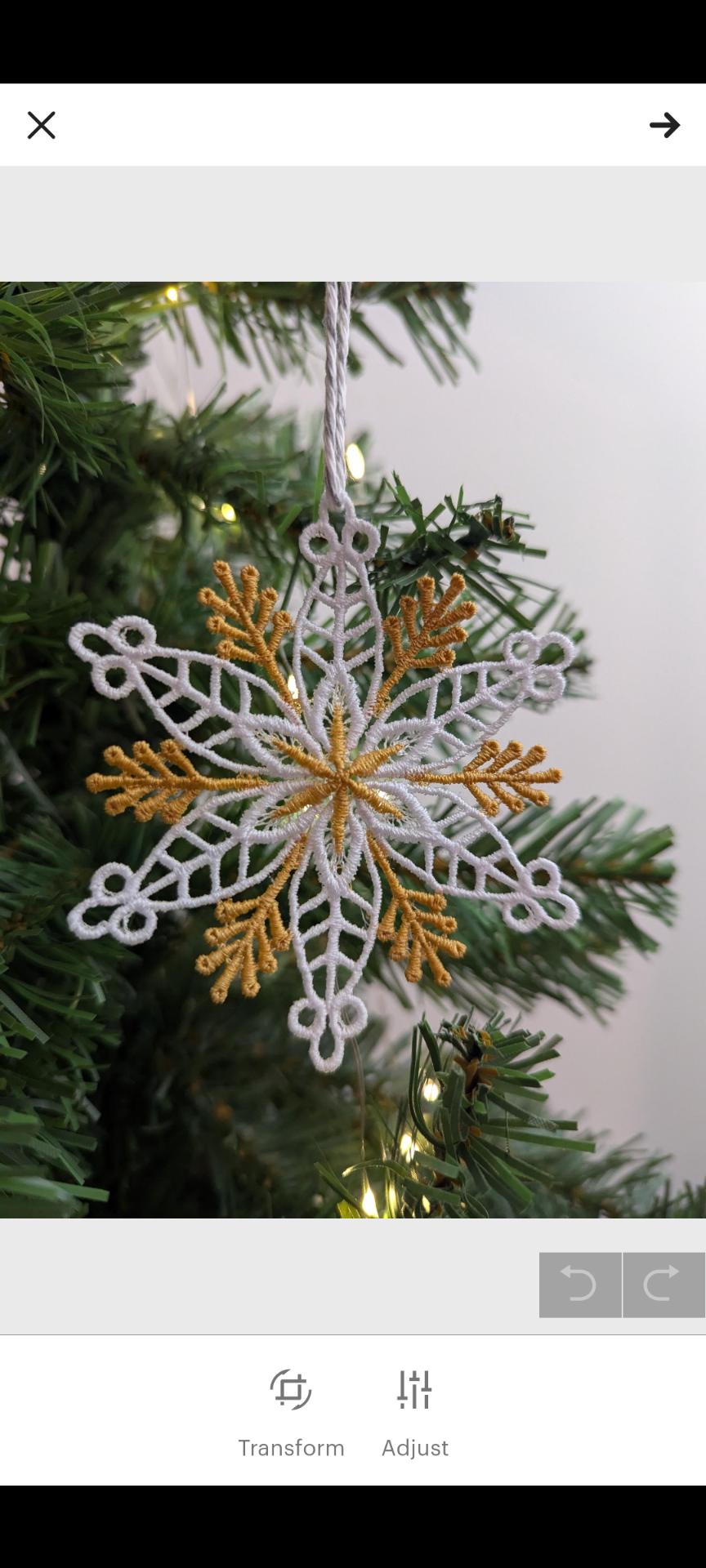 Machine Embroidery Snowflake Ornament: Lacey Christmas Decor