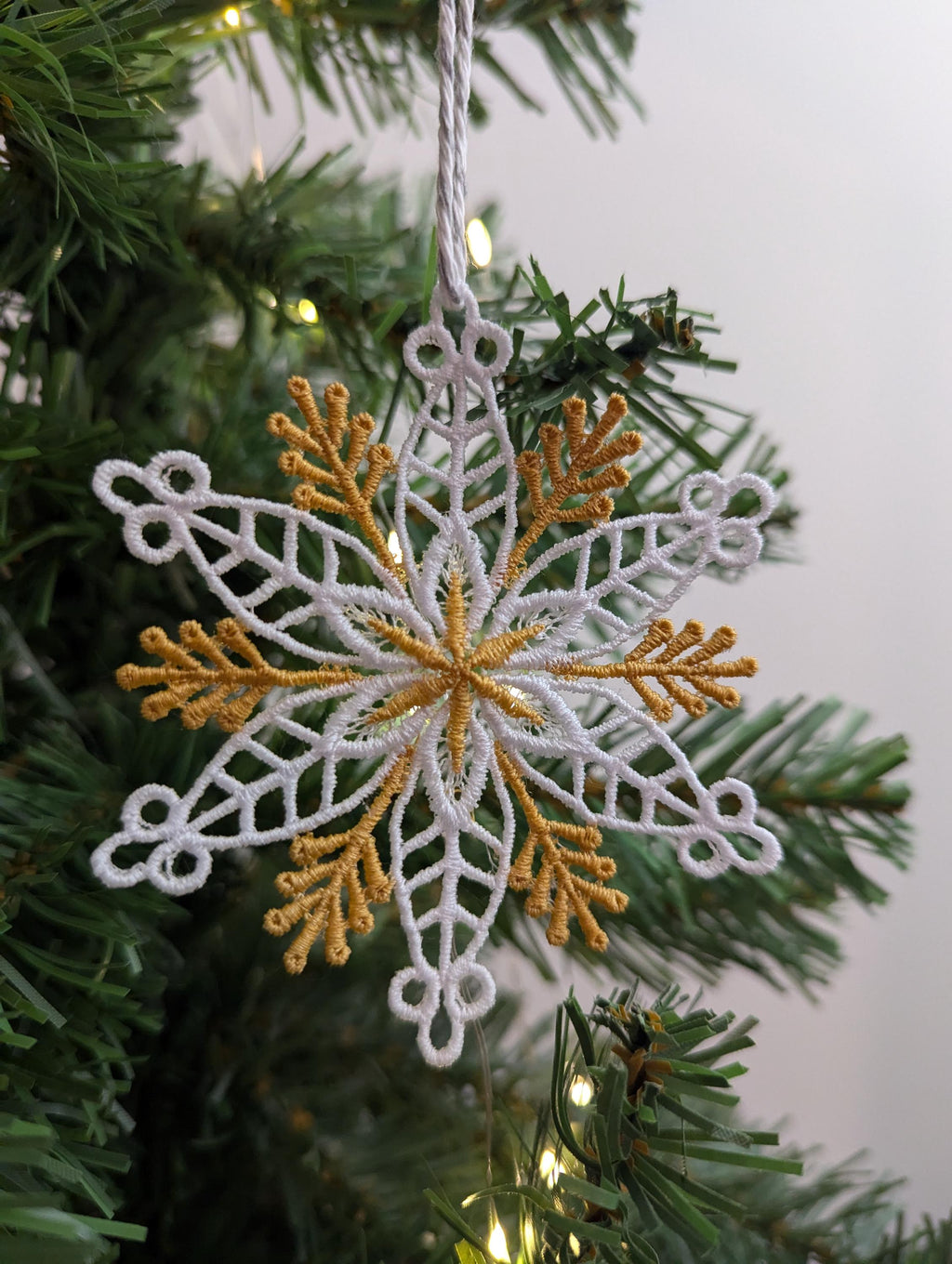 Machine Embroidery Snowflake Ornament: Lacey Christmas Decor