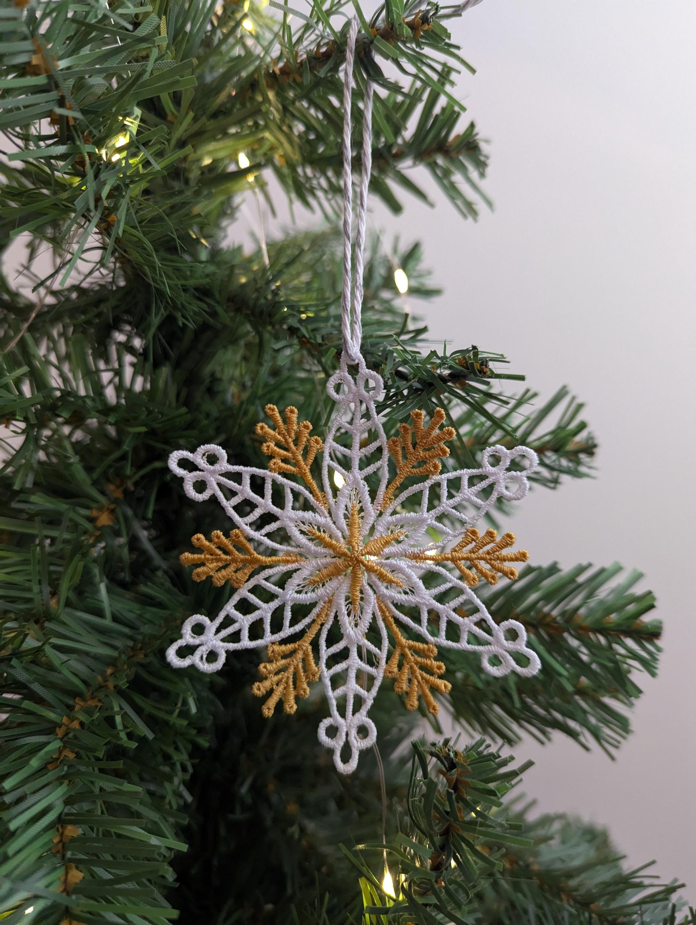 Machine Embroidery Snowflake Ornament: Lacey Christmas Decor